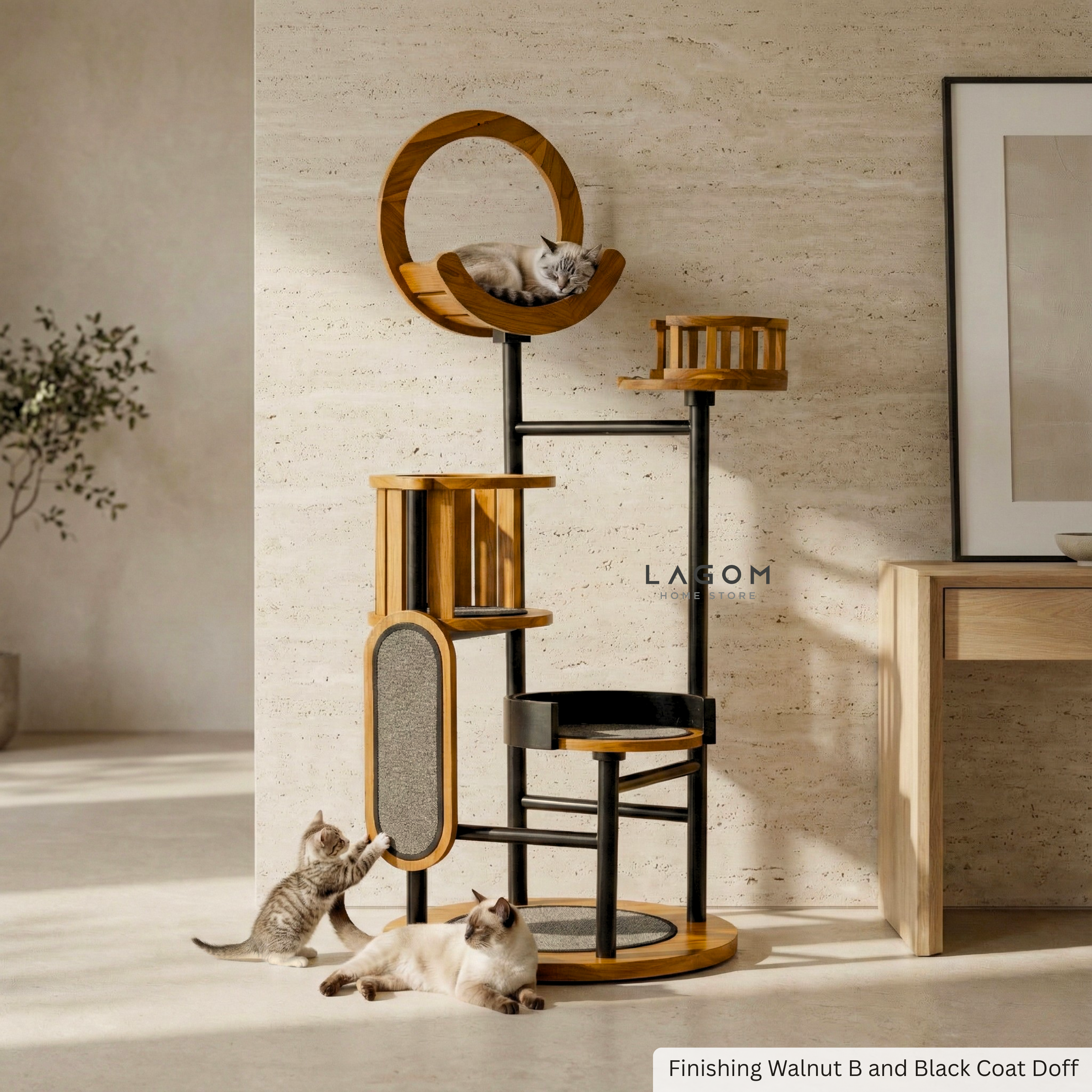 Luxury Cat Tree in Solid Teak Wood Cat Tree Lagom Home Store Jati Furnitur Teak Furniture Jakarta