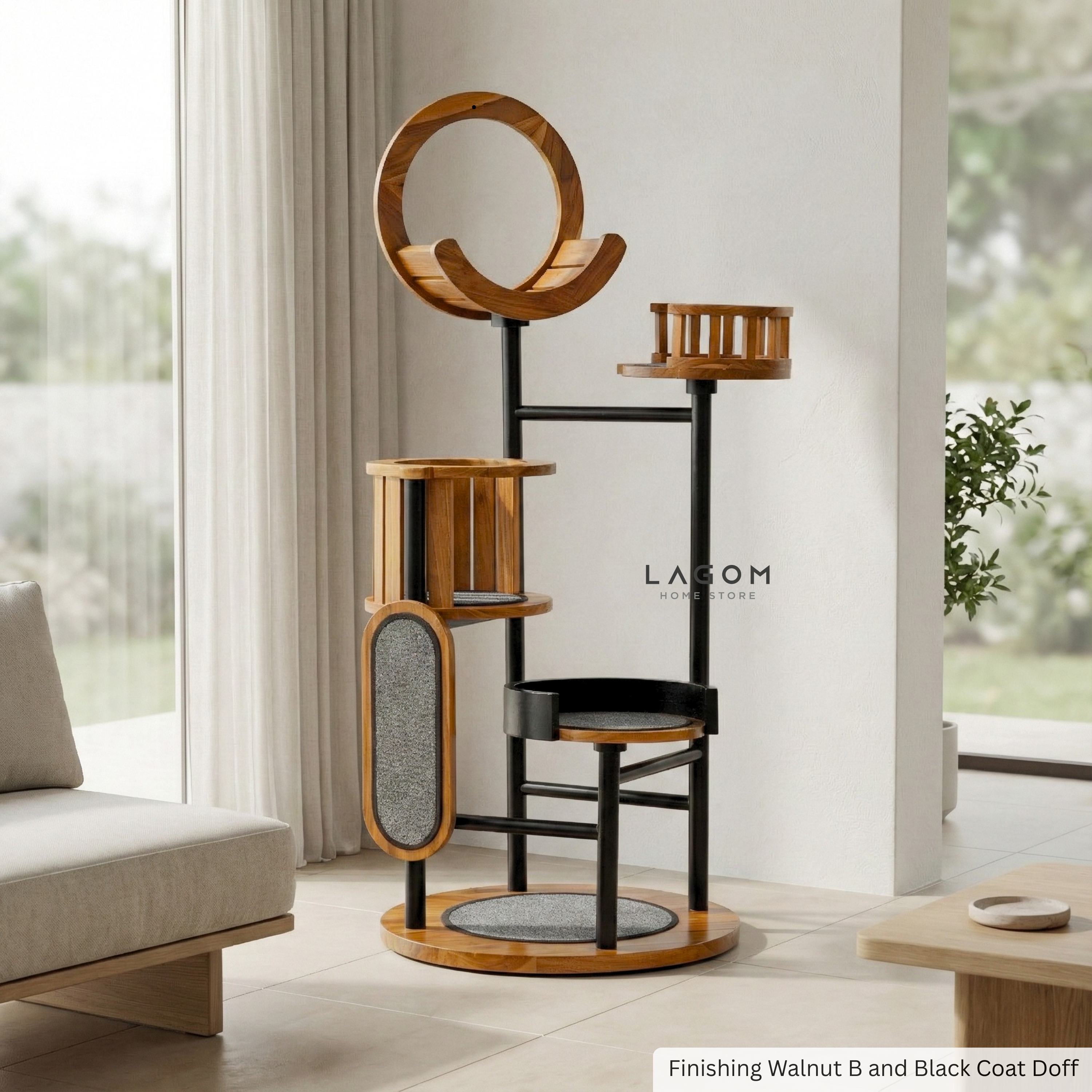Luxury Cat Tree in Solid Teak Wood Cat Tree Lagom Home Store Jati Furnitur Teak Furniture Jakarta