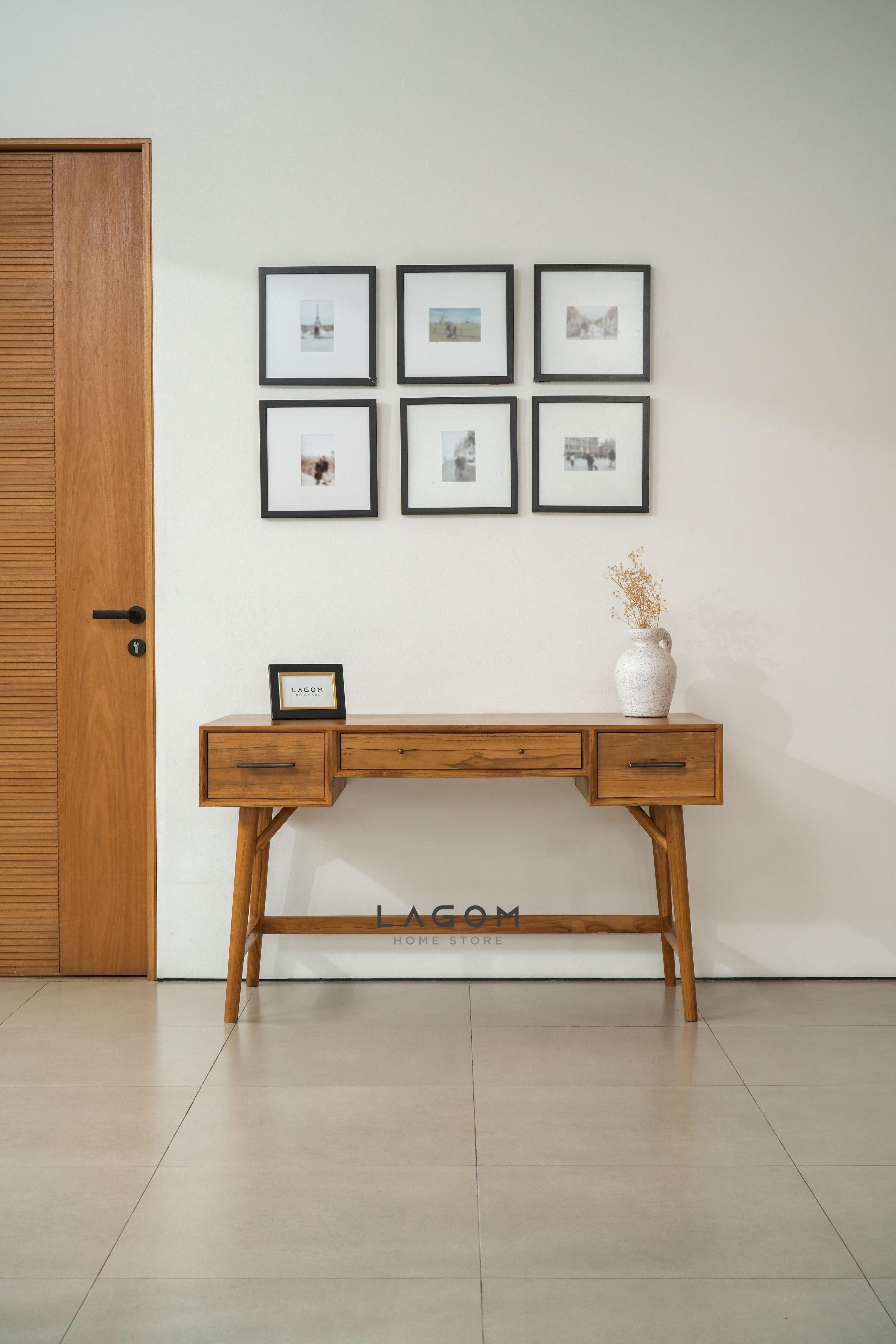 Meja Kerja 3 Laci dari Kayu Jati Solid Desk Lagom Home Store Jati Furnitur Teak Furniture Jakarta