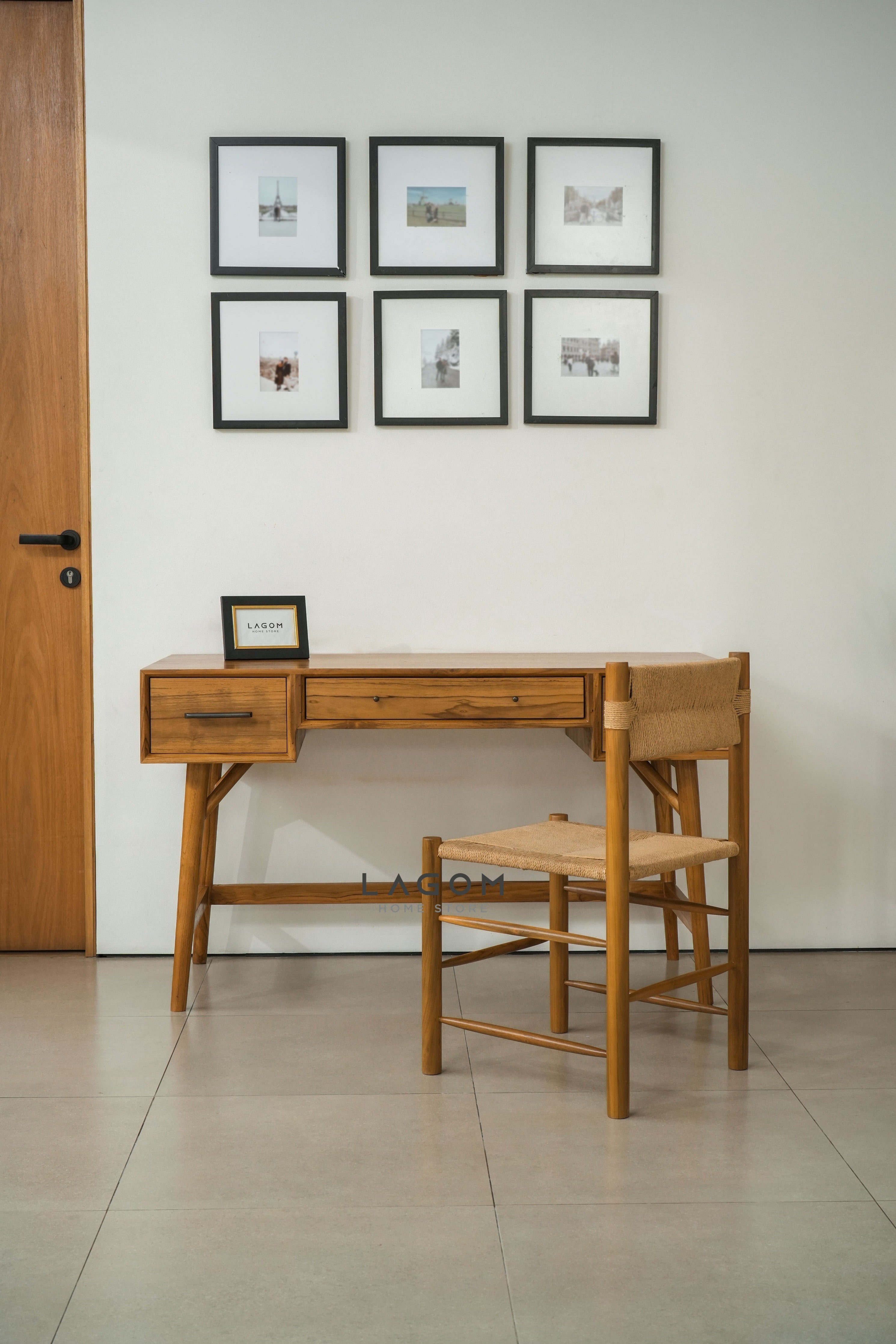 Meja Kerja 3 Laci dari Kayu Jati Solid Desk Lagom Home Store Jati Furnitur Teak Furniture Jakarta