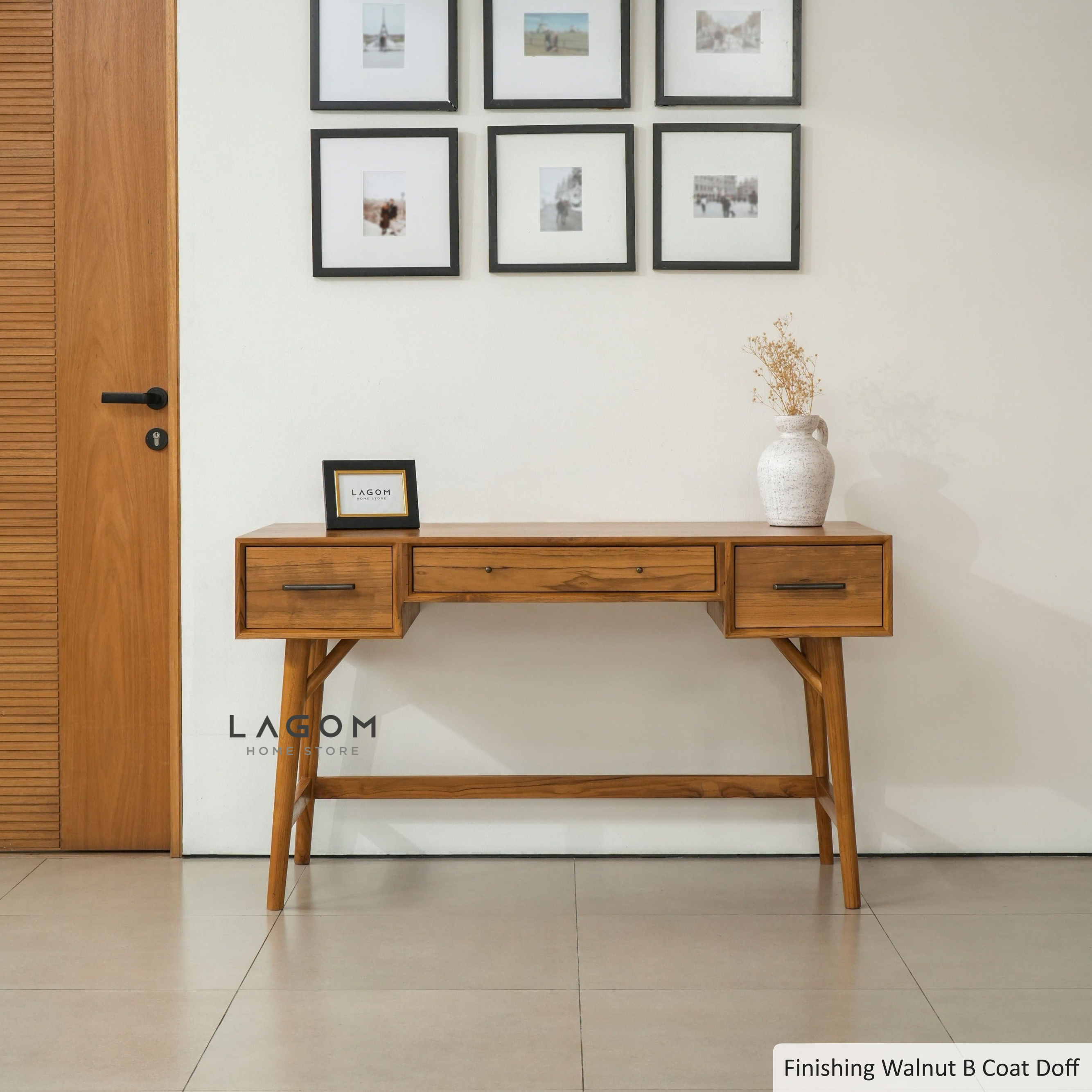 Meja Kerja 3 Laci dari Kayu Jati Solid Desk (only) Desk Lagom Home Store Jati Furnitur Teak Furniture Jakarta