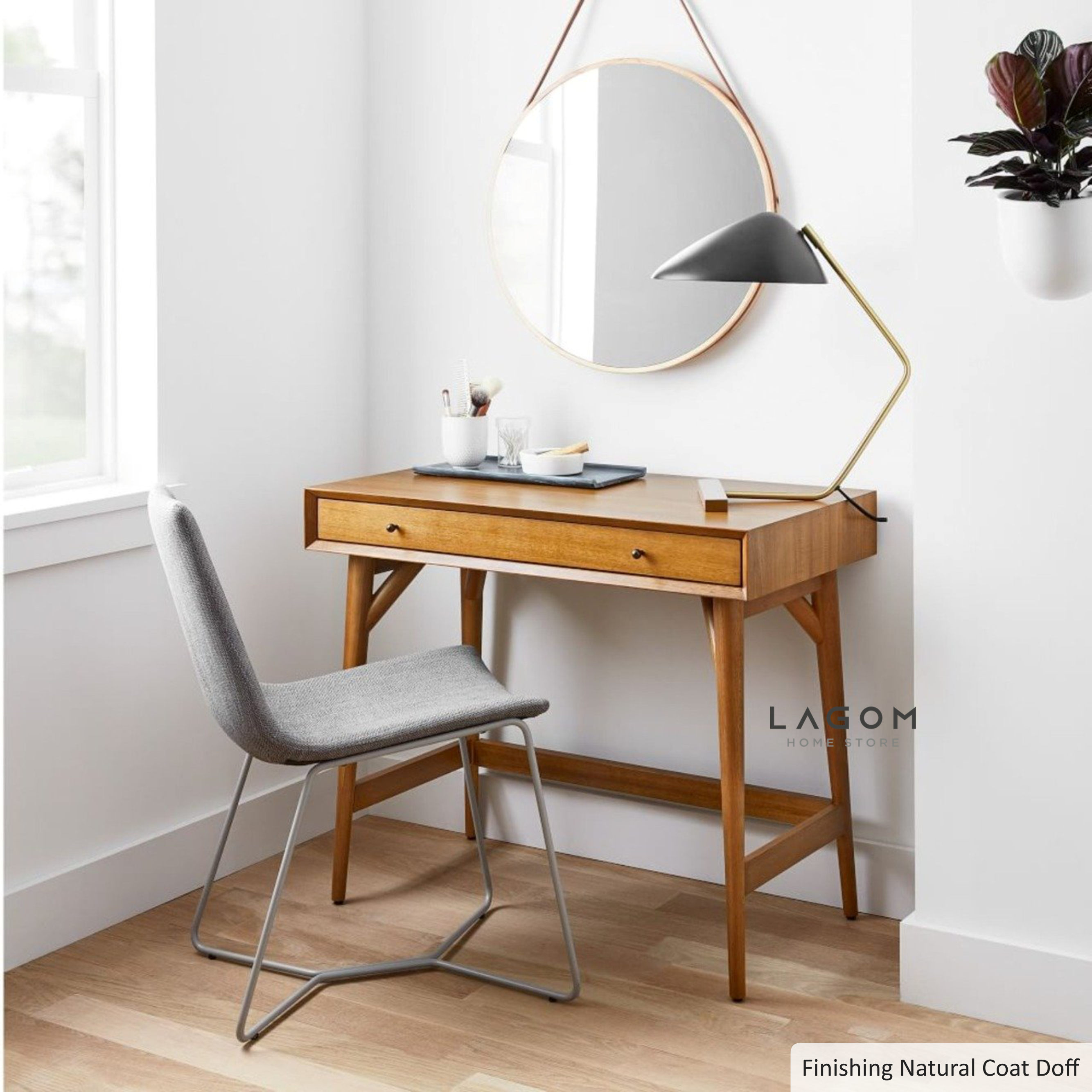 Meja Kerja dan Konsol Kayu Jati dengan Laci Desk Lagom Home Store Jati Furnitur Teak Furniture Jakarta
