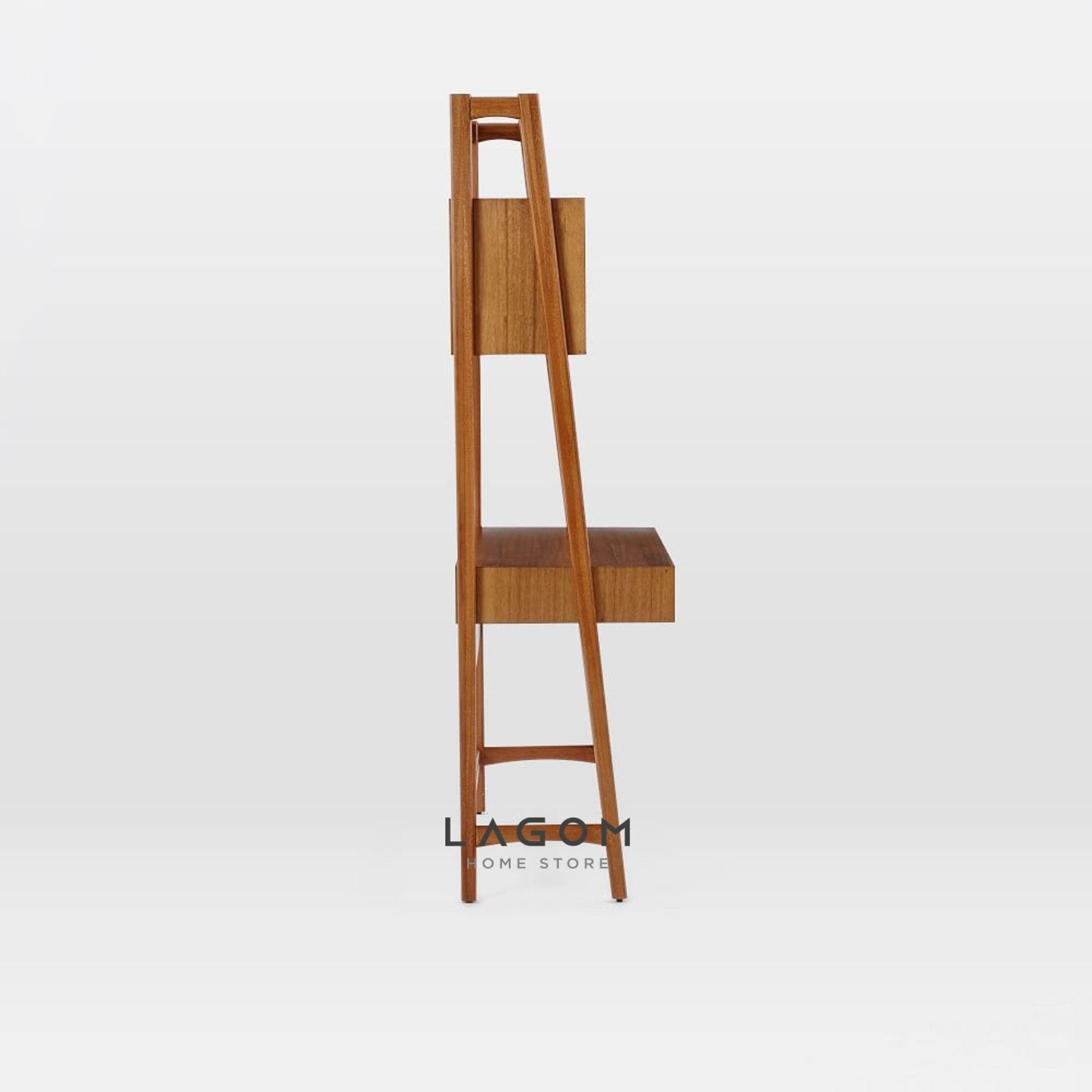 Meja Kerja dengan Banyak Penyimpanan dari Kayu Jati Desk Lagom Home Store Jati Furnitur Teak Furniture Jakarta