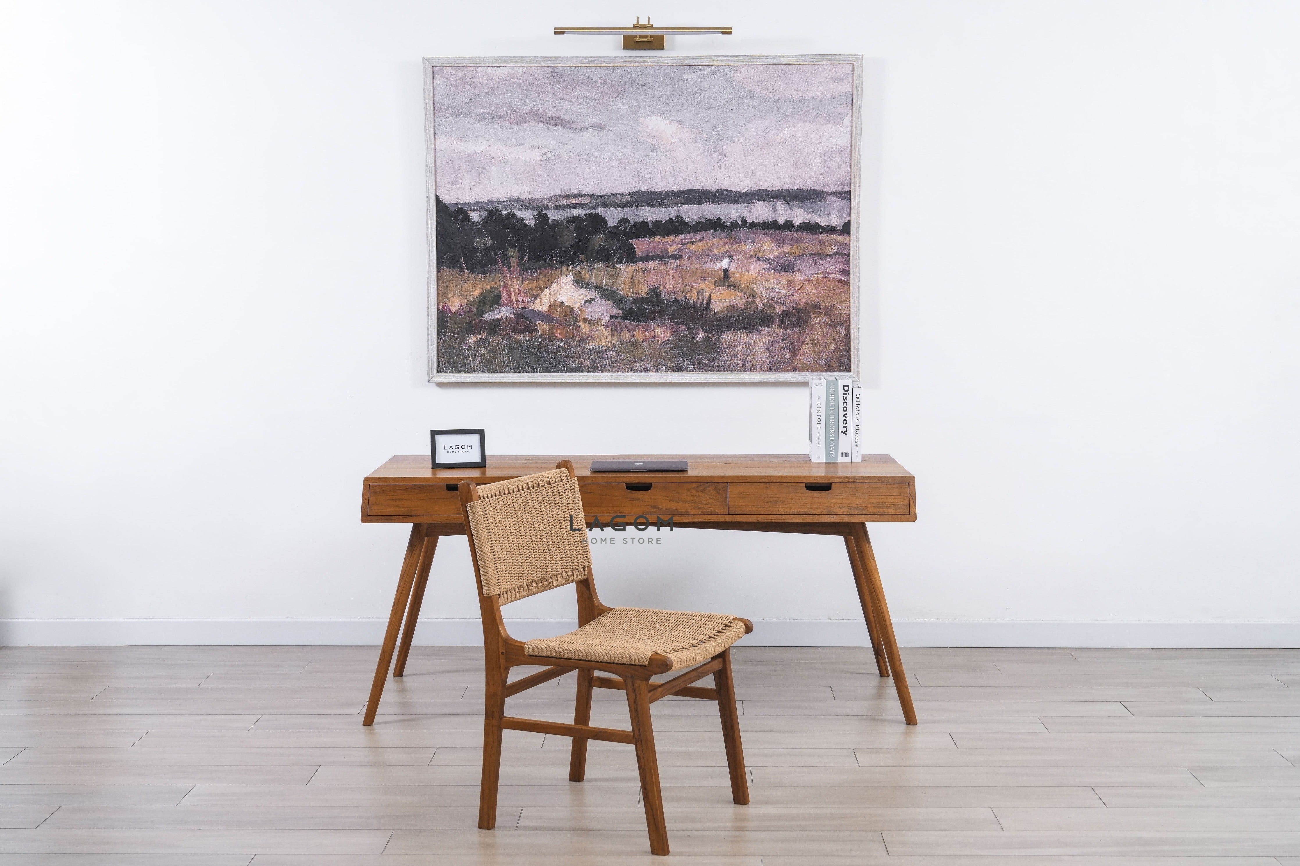 Meja Kerja Kayu Jati dengan 3 Laci Desk Lagom Home Store Jati Furnitur Teak Furniture Jakarta