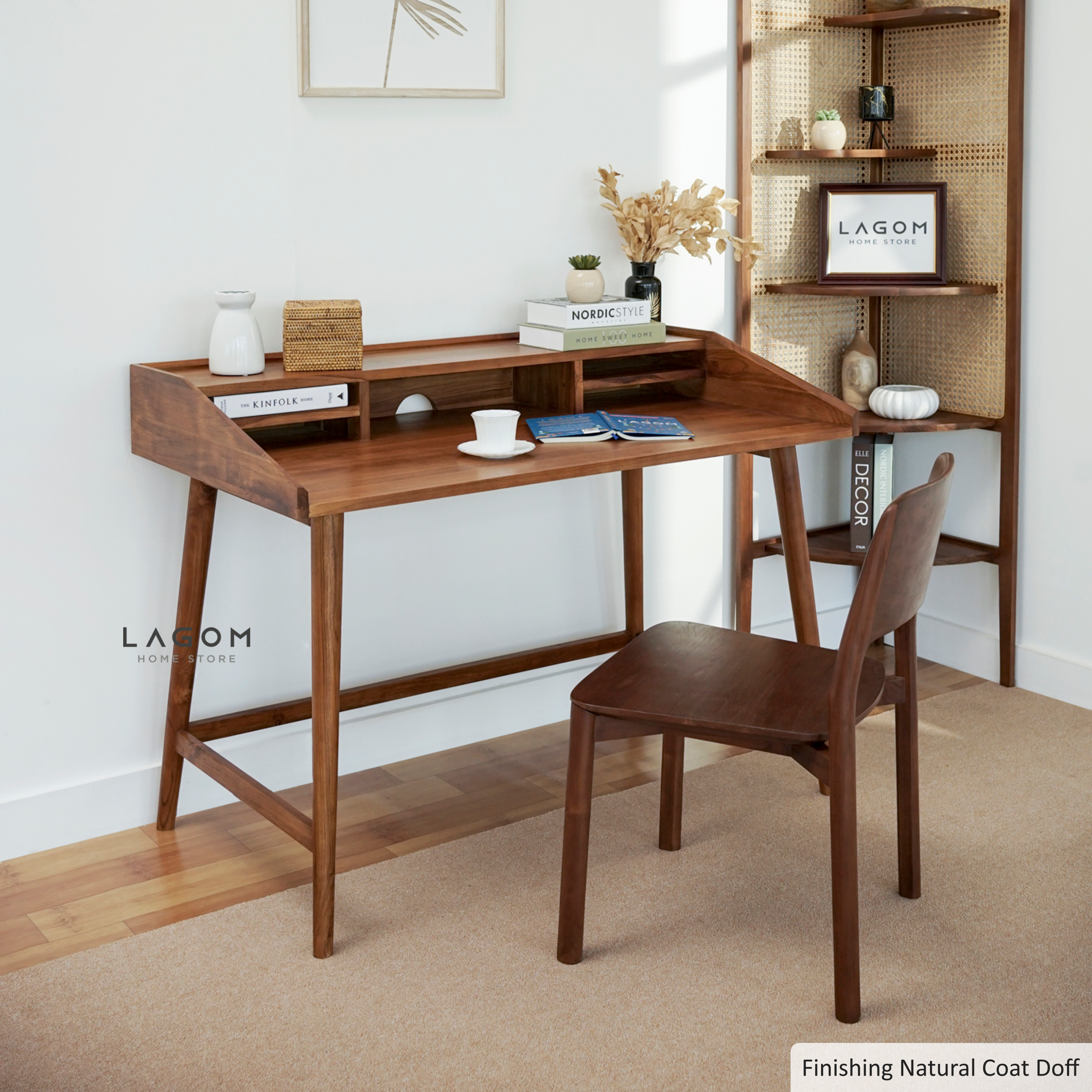Meja Kerja Meja Belajar dari Kayu Jati Solid Desk Lagom Home Store Jati Furnitur Teak Furniture Jakarta