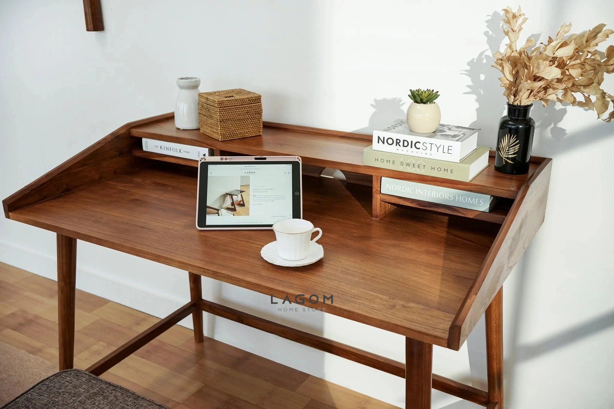 Meja Kerja Meja Belajar Unik dari Kayu Jati Solid Desk Lagom Home Store Jati Furnitur Teak Furniture Jakarta