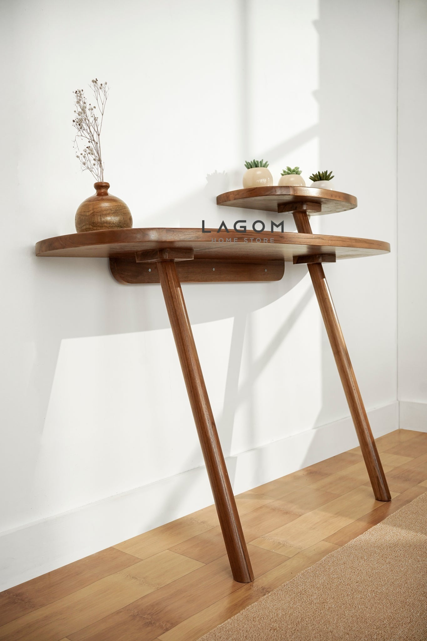 Meja Konsol Dinding Estetis dari Kayu Jati Console Table Lagom Home Store Jati Furnitur Teak Furniture Jakarta