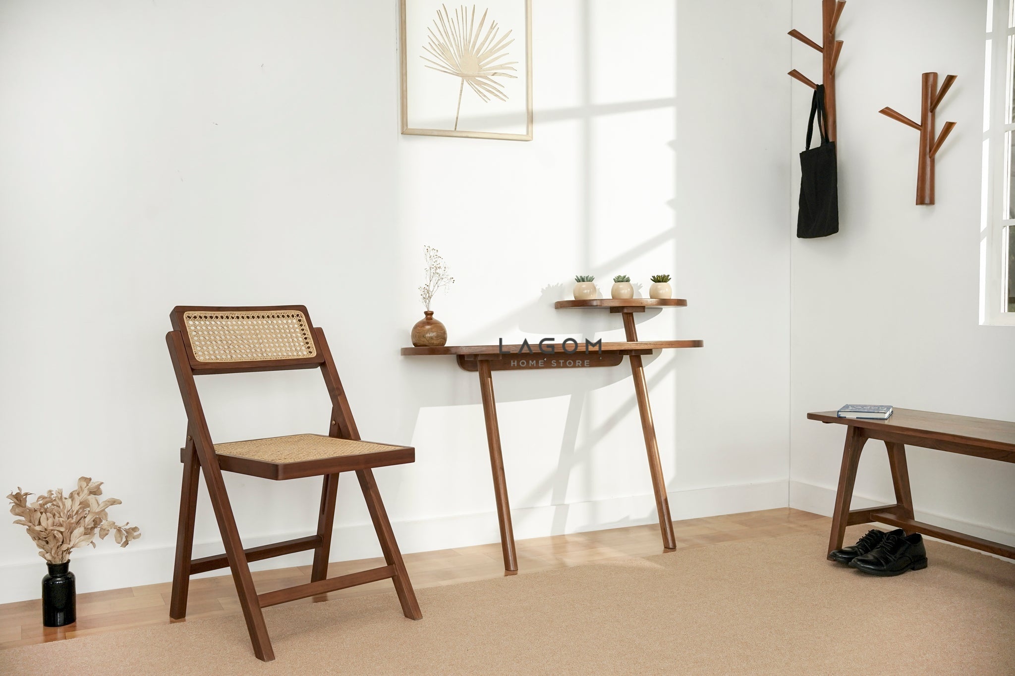 Meja Konsol Dinding Estetis dari Kayu Jati Console Table Lagom Home Store Jati Furnitur Teak Furniture Jakarta