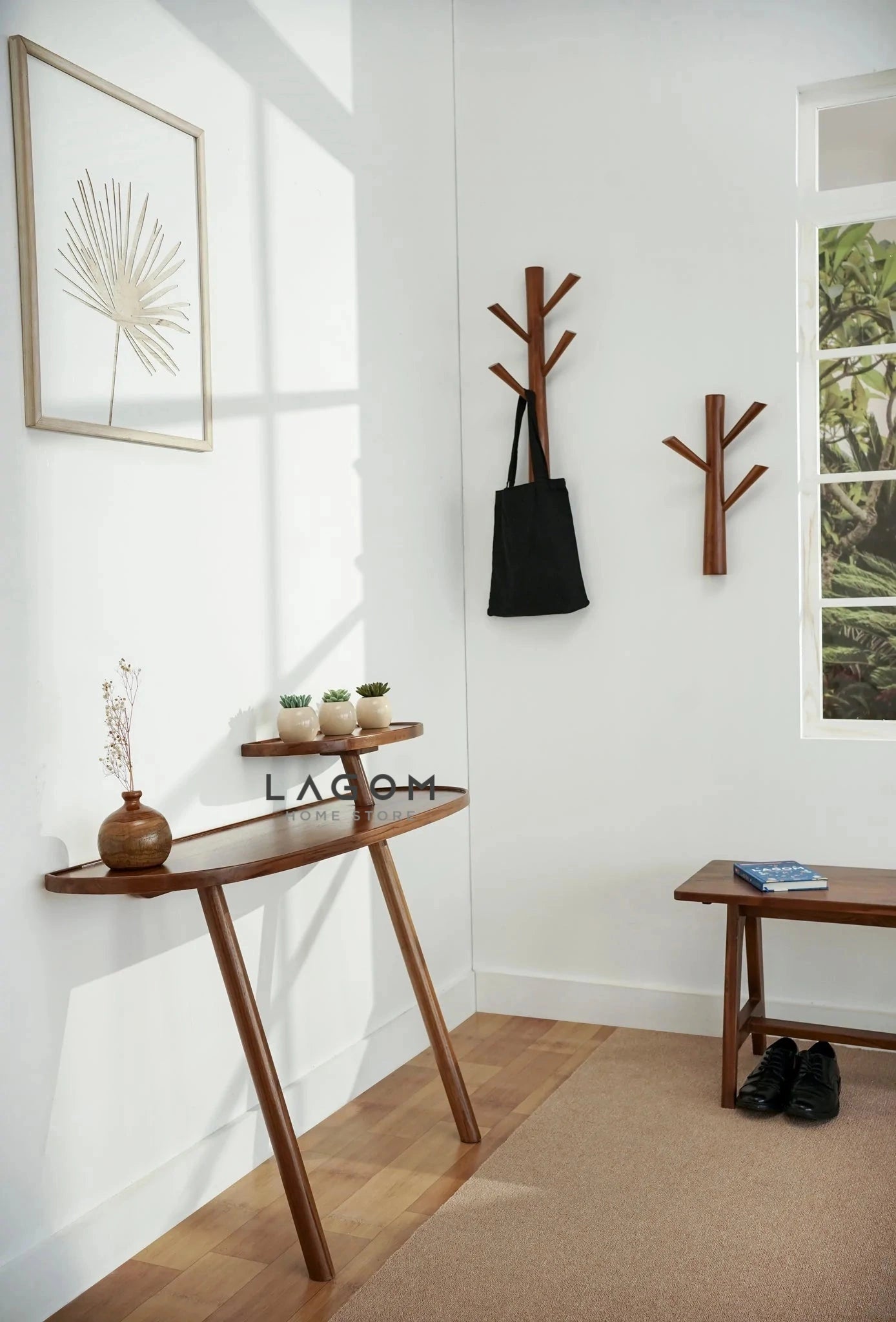Meja Konsol Dinding Estetis dari Kayu Jati Console Table Lagom Home Store Jati Furnitur Teak Furniture Jakarta