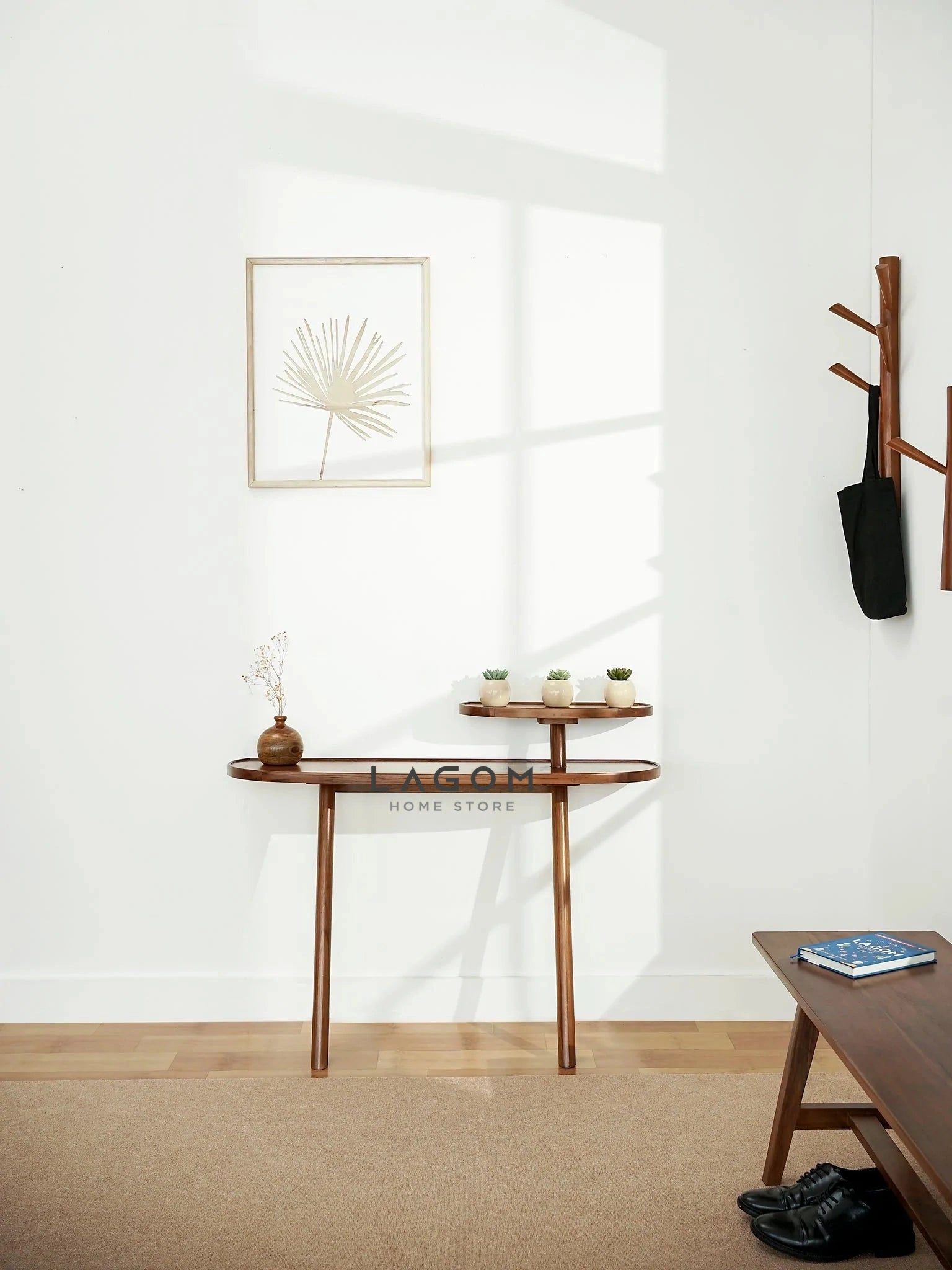 Meja Konsol Dinding Estetis dari Kayu Jati Console Table Lagom Home Store Jati Furnitur Teak Furniture Jakarta