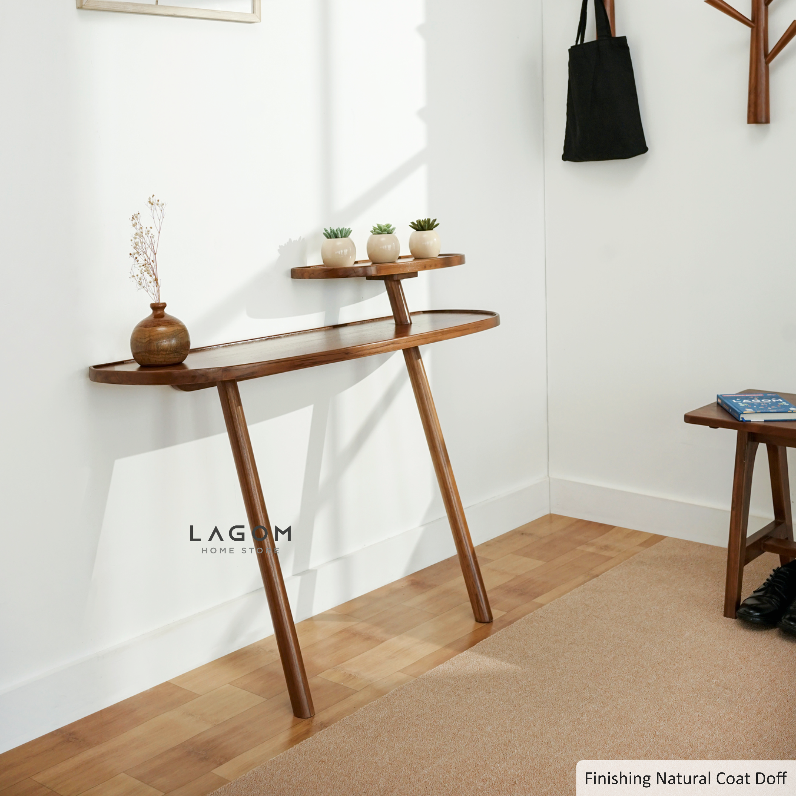 Meja Konsol Dinding Estetis dari Kayu Jati Console Table Lagom Home Store Jati Furnitur Teak Furniture Jakarta