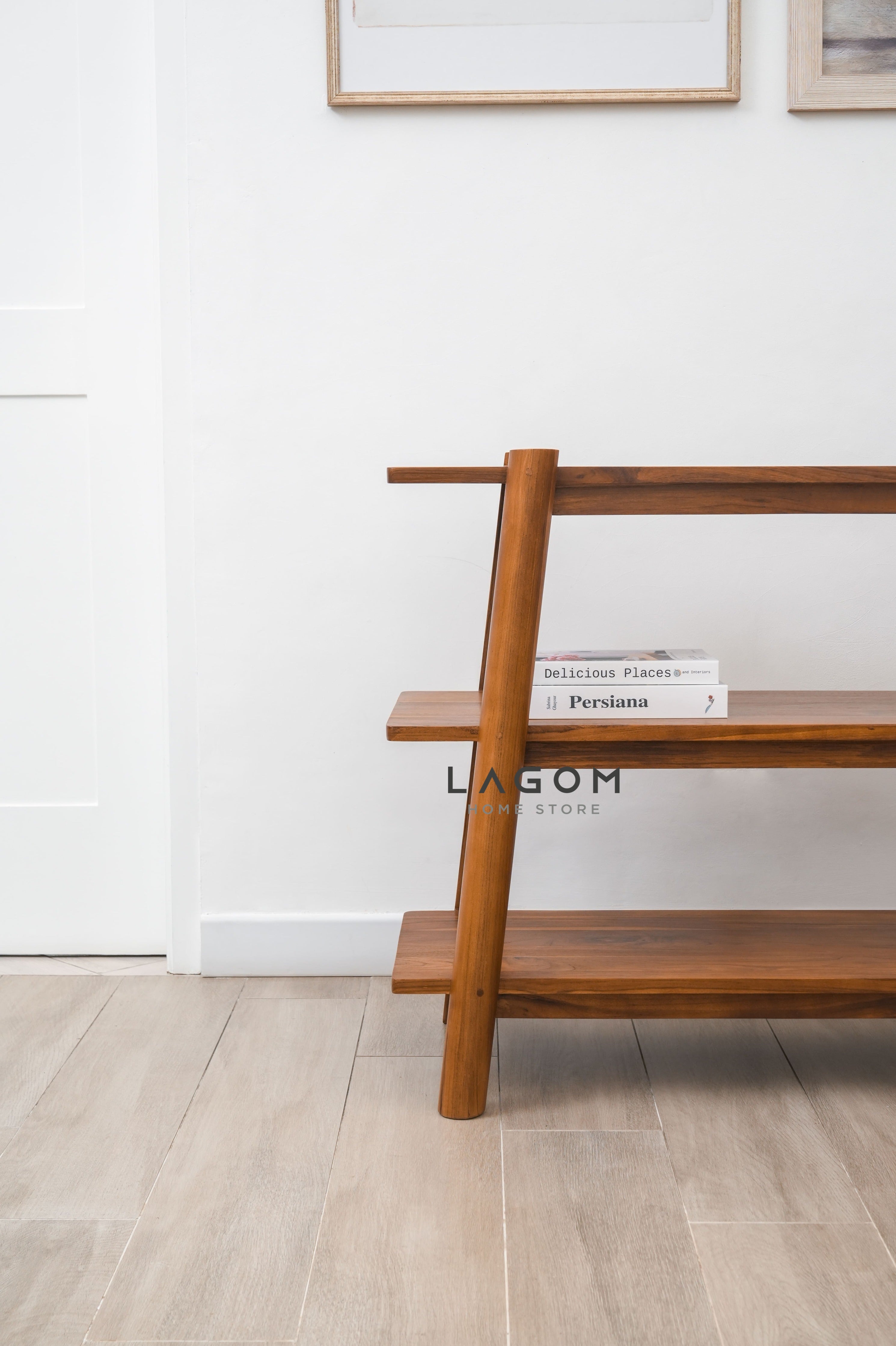 Meja Konsol Kayu Jati dengan 3 Ambalan Console Table Lagom Home Store Jati Furnitur Teak Furniture Jakarta