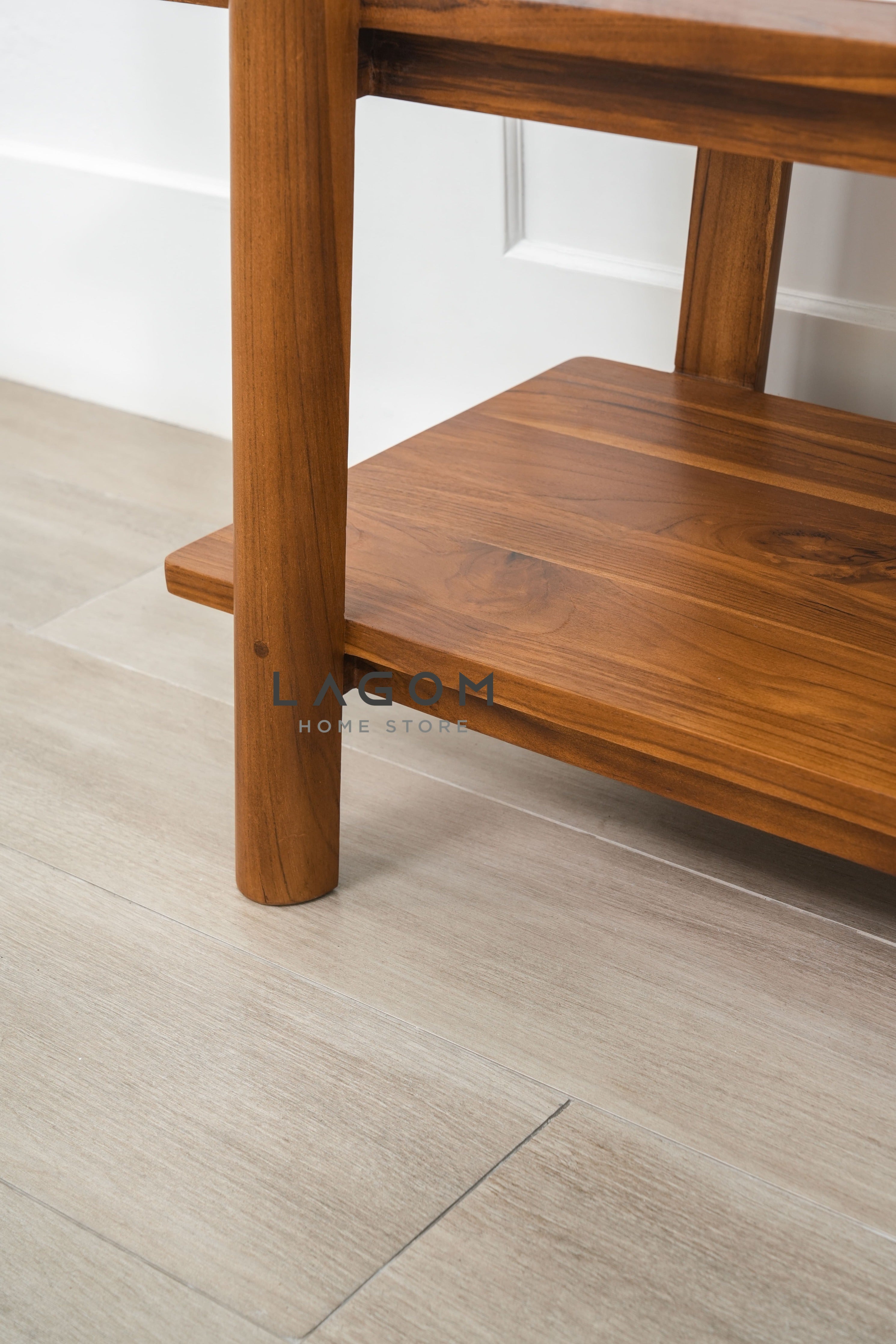 Meja Konsol Kayu Jati dengan 3 Ambalan Console Table Lagom Home Store Jati Furnitur Teak Furniture Jakarta