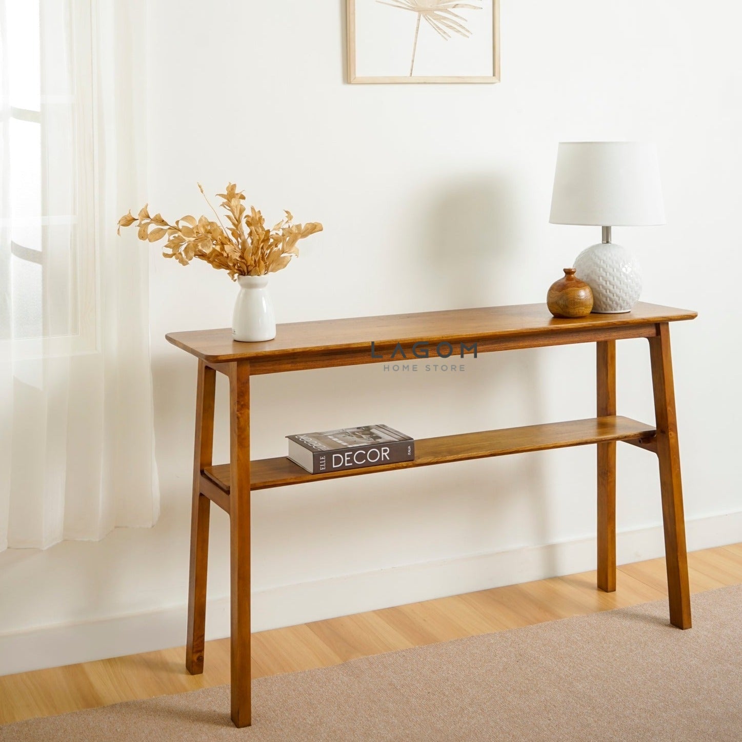 Meja Konsol Kayu Jati dengan Ambalan Console Table Lagom Home Store Jati Furnitur Teak Furniture Jakarta