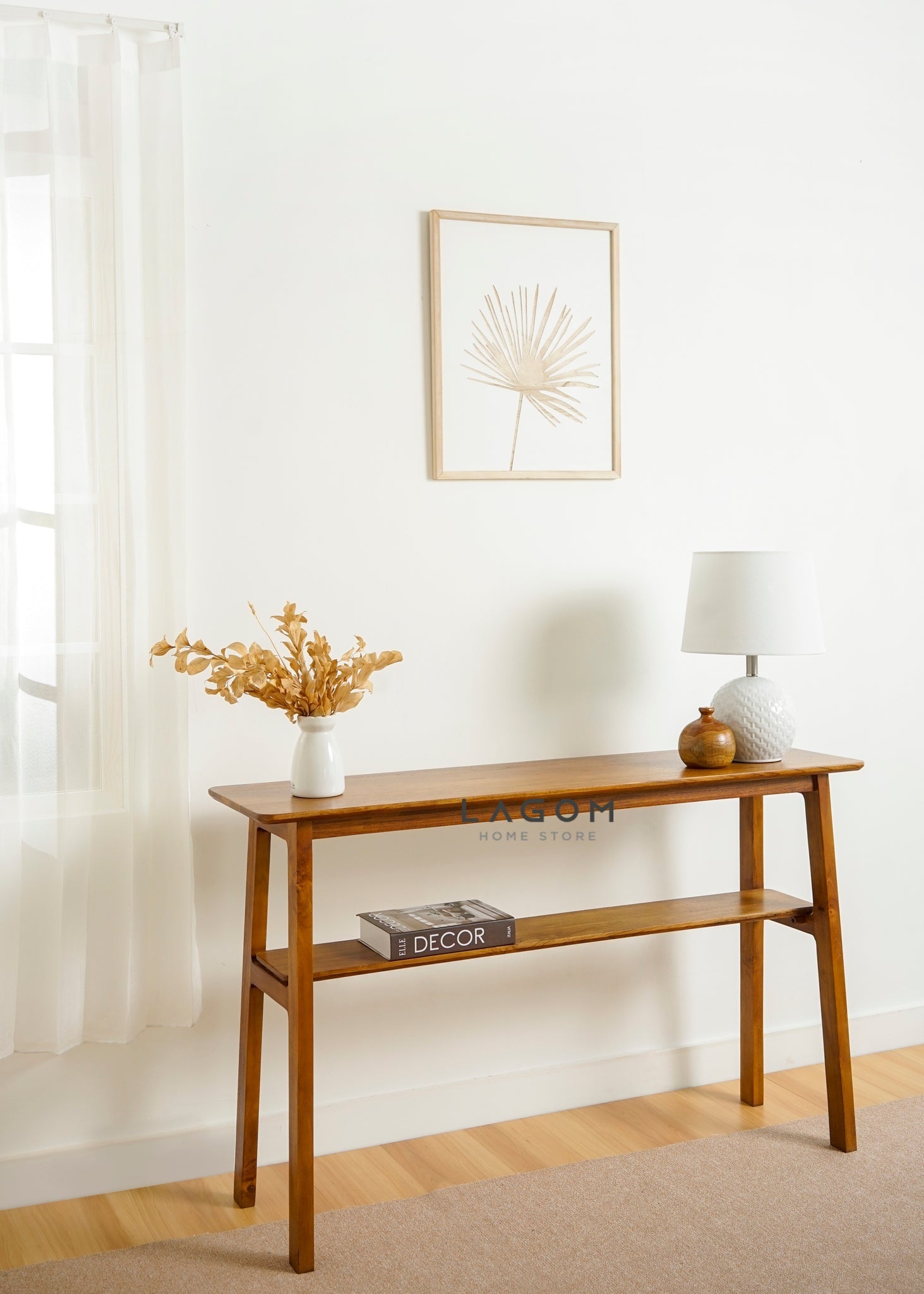 Meja Konsol Kayu Jati dengan Ambalan Console Table Lagom Home Store Jati Furnitur Teak Furniture Jakarta