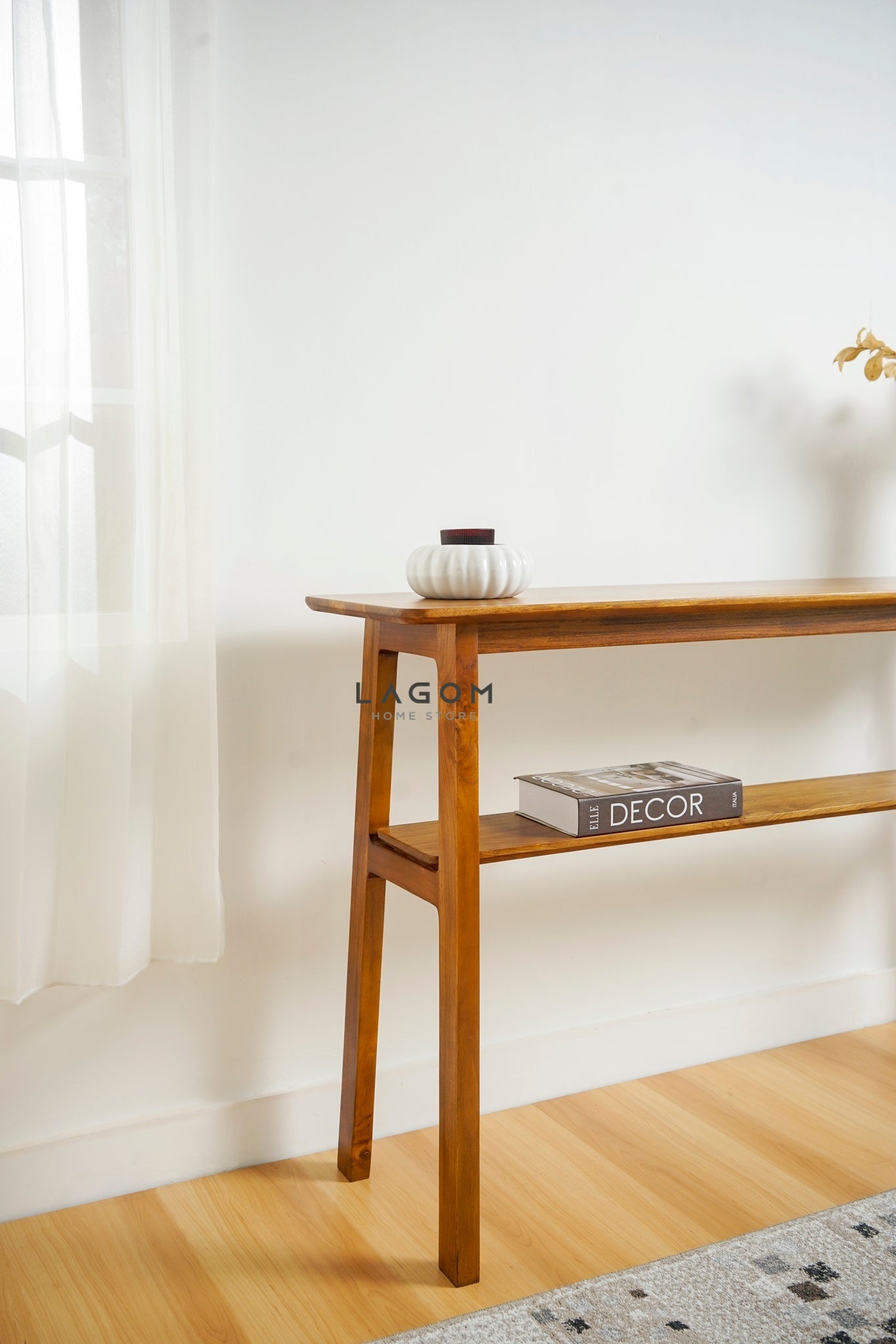 Meja Konsol Kayu Jati dengan Ambalan Console Table Lagom Home Store Jati Furnitur Teak Furniture Jakarta