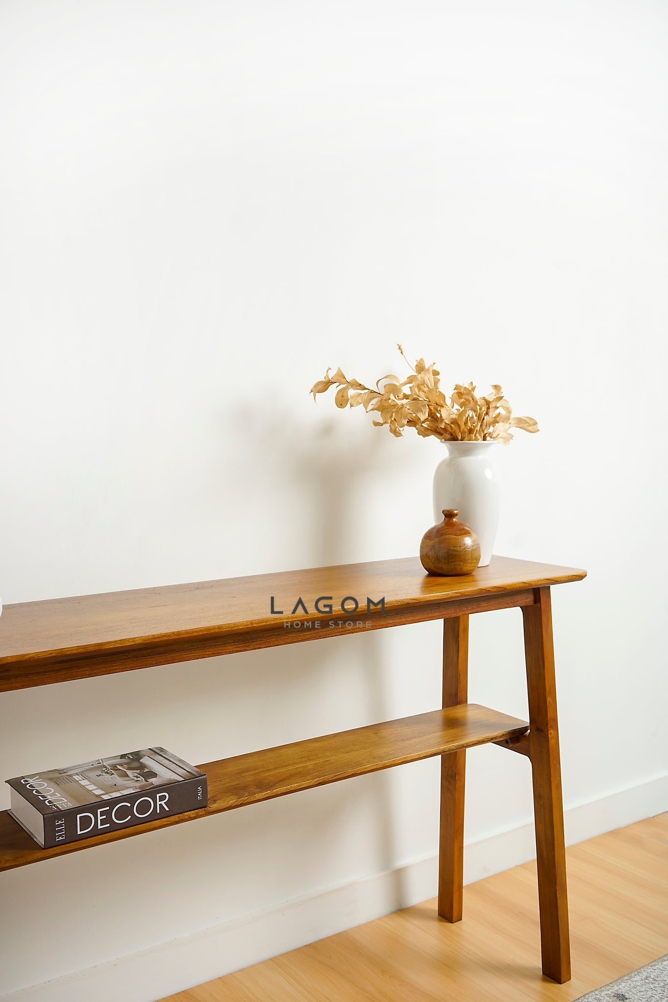 Meja Konsol Kayu Jati dengan Ambalan Console Table Lagom Home Store Jati Furnitur Teak Furniture Jakarta