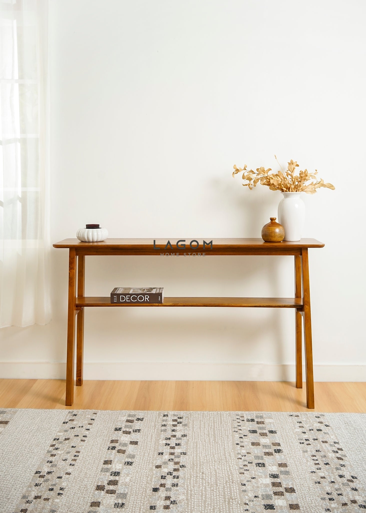 Meja Konsol Kayu Jati dengan Ambalan Console Table Lagom Home Store Jati Furnitur Teak Furniture Jakarta