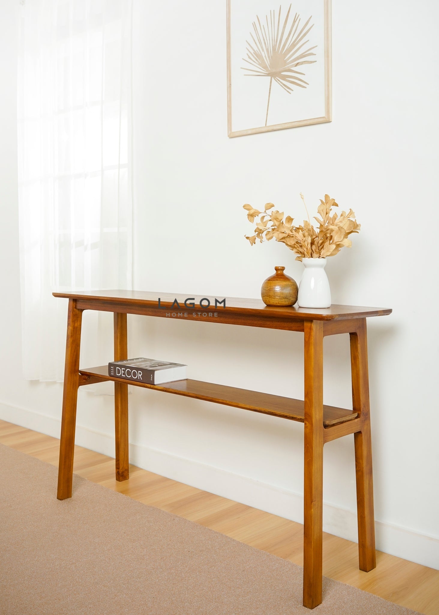 Meja Konsol Kayu Jati dengan Ambalan Console Table Lagom Home Store Jati Furnitur Teak Furniture Jakarta