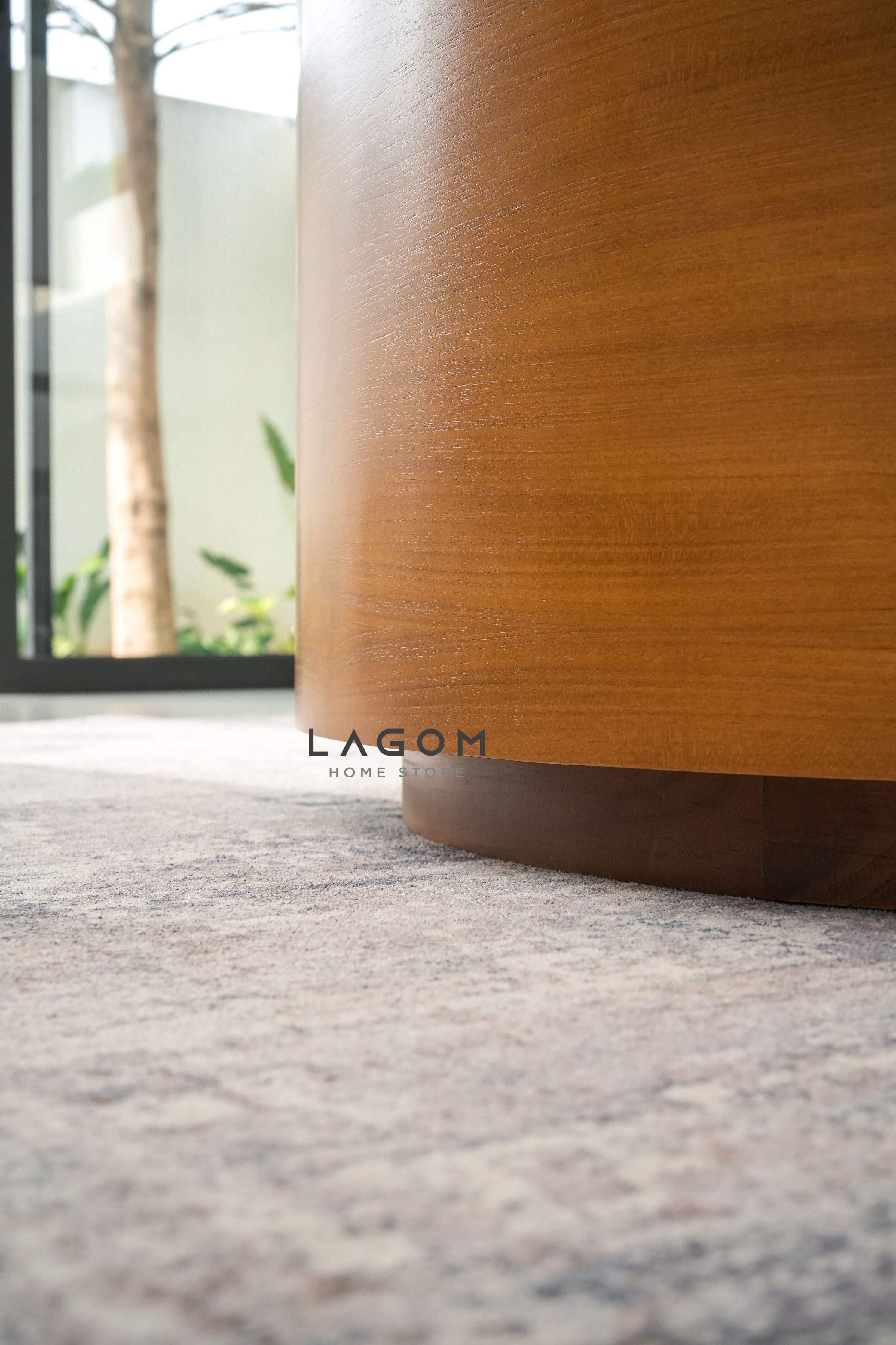 Meja Kopi Bulat dari Kayu Jati - Diameter 92 cm Coffee Table Lagom Home Store Jati Furnitur Teak Furniture Jakarta
