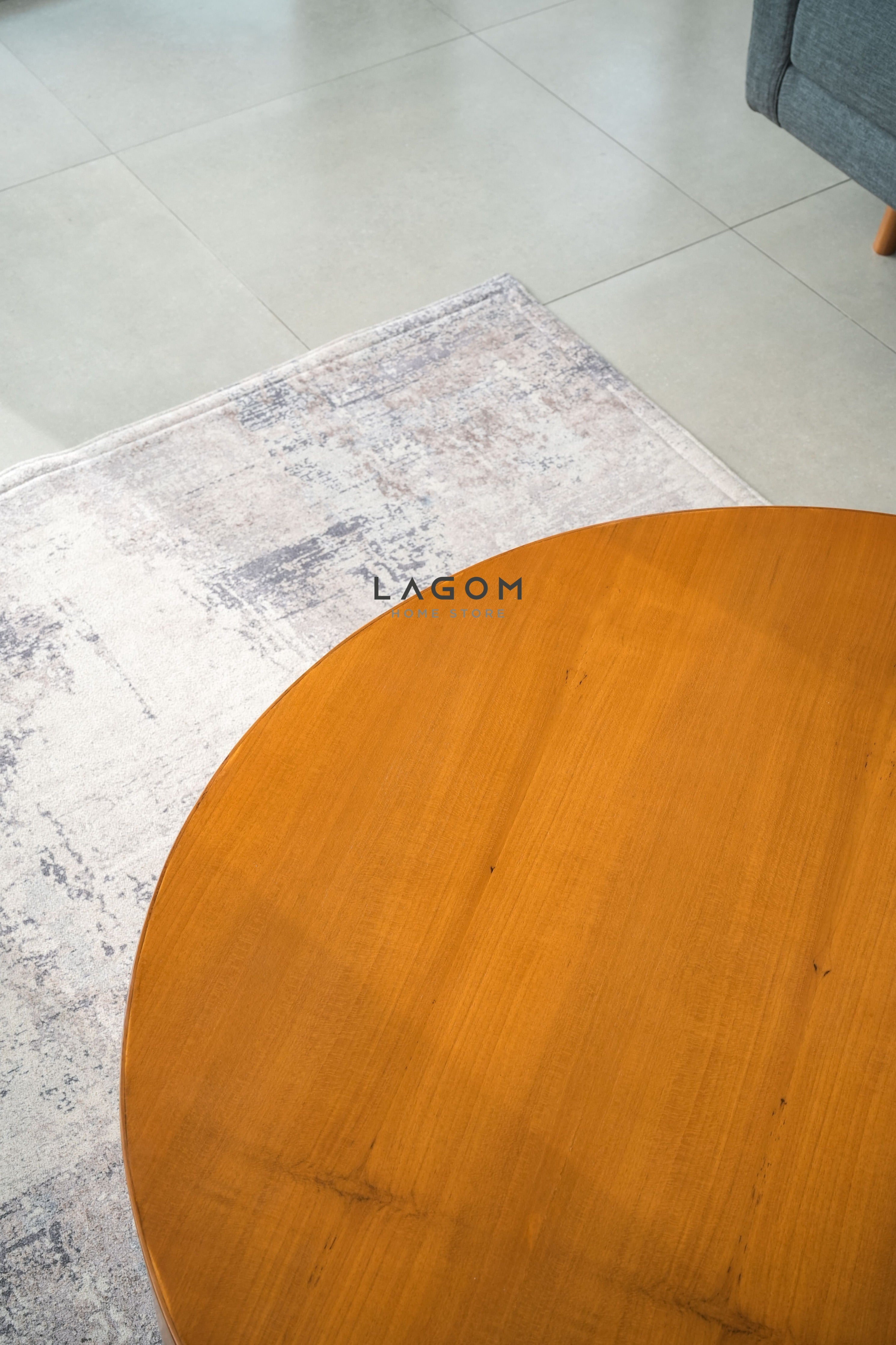 Meja Kopi Bulat dari Kayu Jati - Diameter 92 cm Coffee Table Lagom Home Store Jati Furnitur Teak Furniture Jakarta