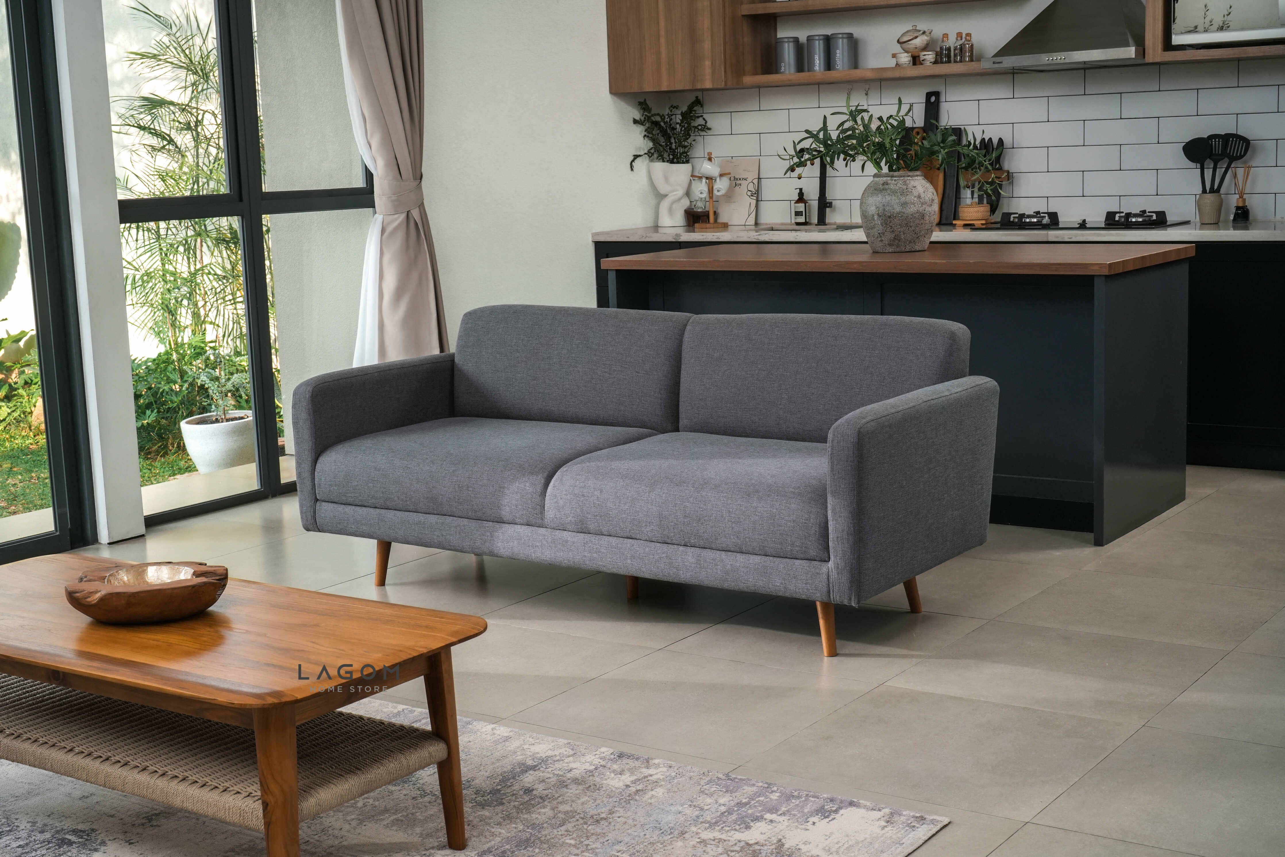 Meja Kopi Kayu Jati dengan Ambalan Bentuk Persegi Panjang Coffee Table Lagom Home Store Jati Furnitur Teak Furniture Jakarta