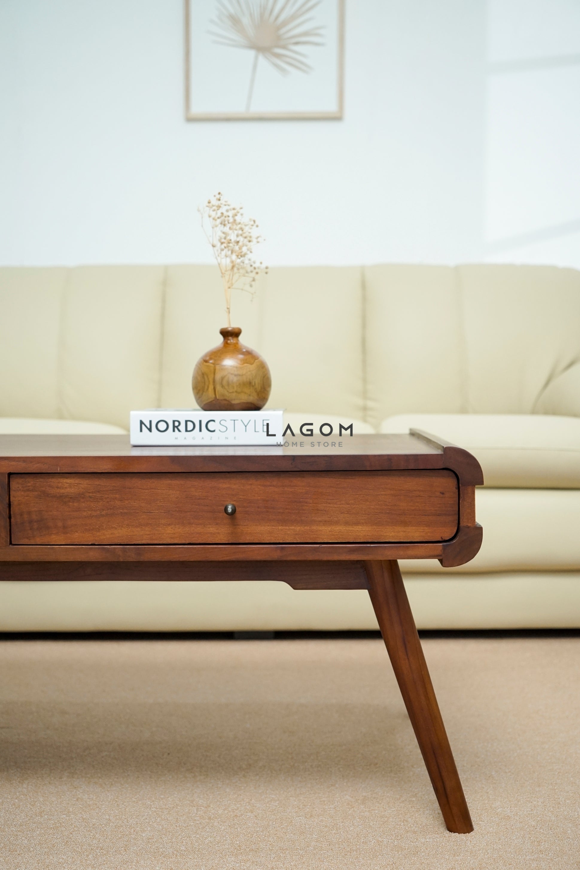 Meja Kopi Minimalis Unik dari Kayu Jati Solid dengan 2 Laci Coffee Table Lagom Home Store Jati Furnitur Teak Furniture Jakarta