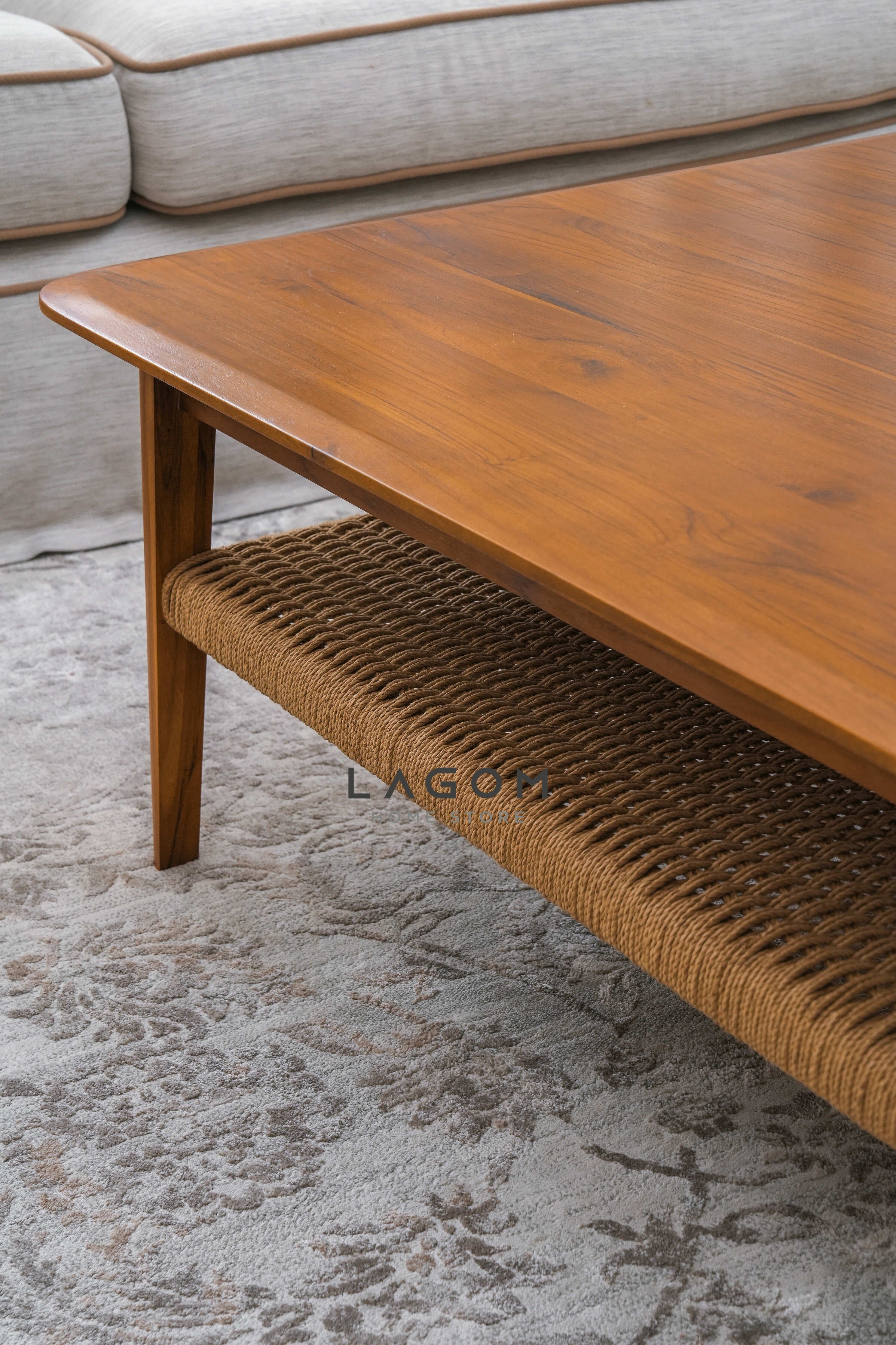 Meja Kopi Ruang Tamu dari Kayu Jati Bentuk Persegi Coffee Table Lagom Home Store Jati Furnitur Teak Furniture Jakarta
