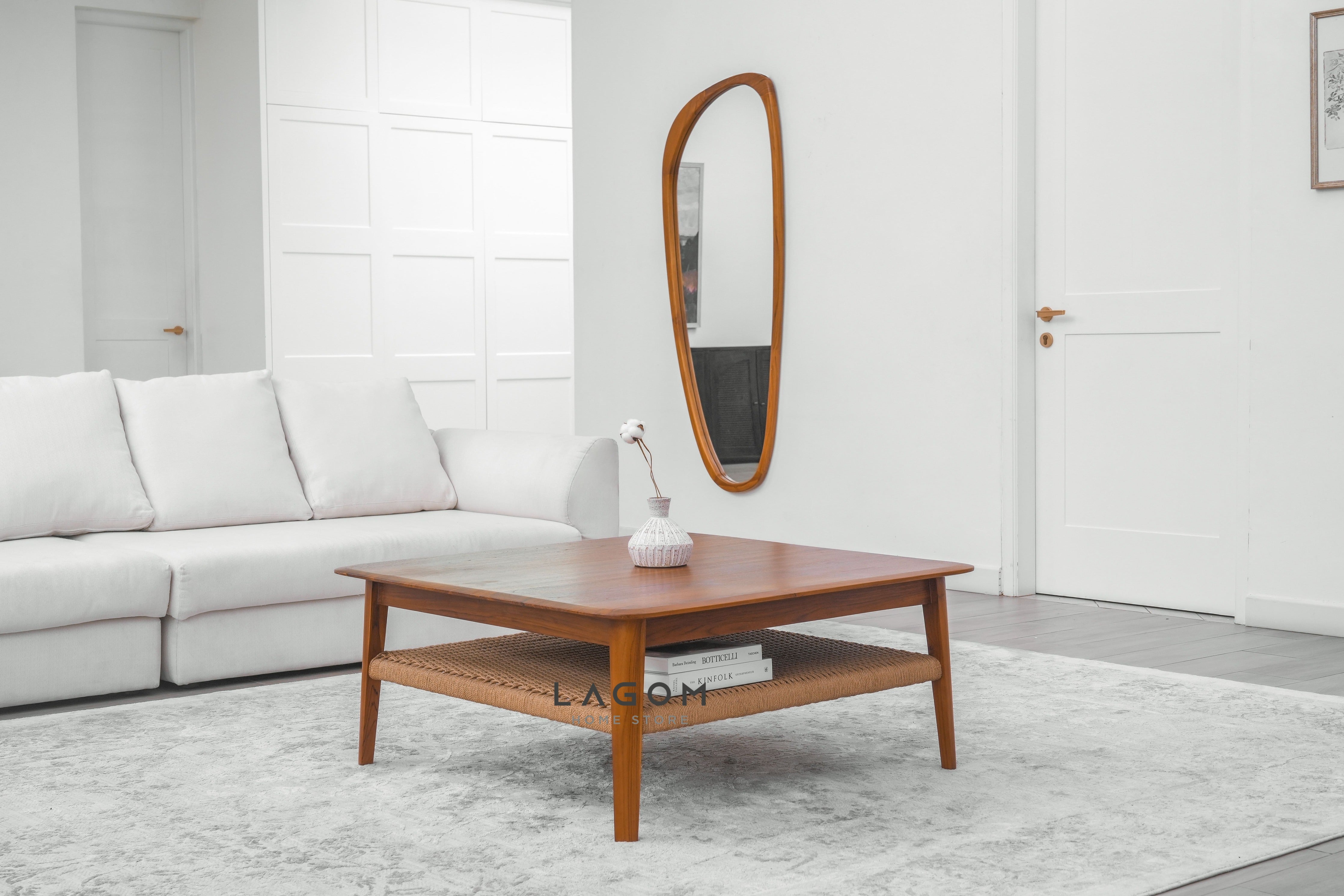 Meja Kopi Ruang Tamu dari Kayu Jati Bentuk Persegi Coffee Table Lagom Home Store Jati Furnitur Teak Furniture Jakarta
