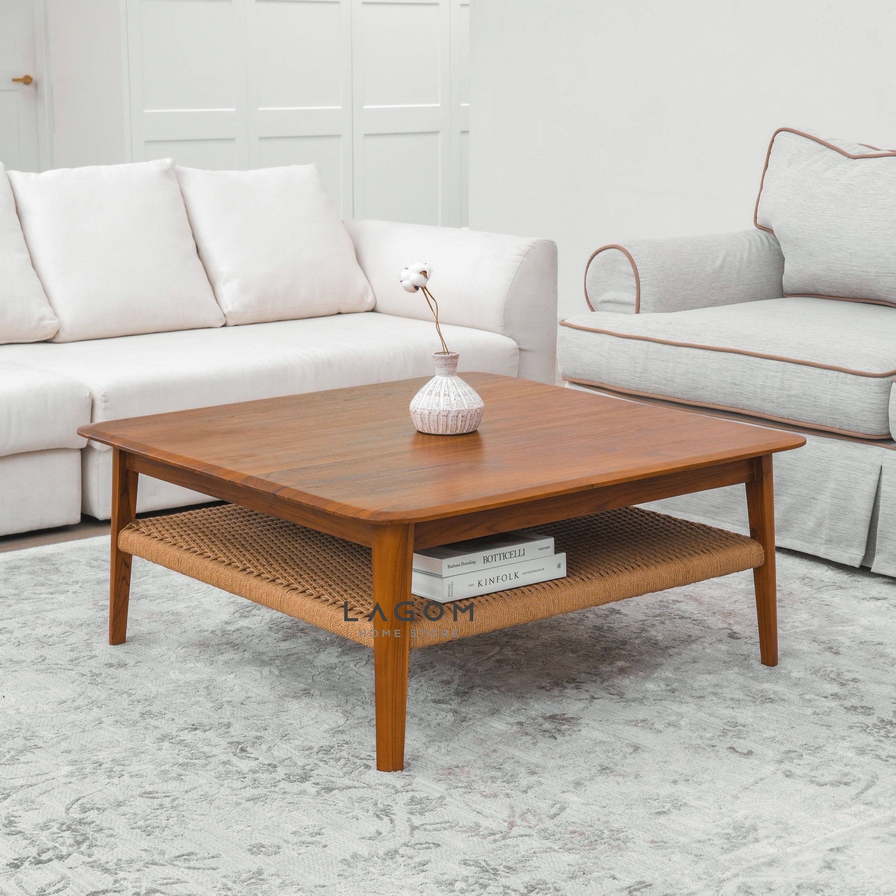 Meja Kopi Ruang Tamu dari Kayu Jati Bentuk Persegi Coffee Table Lagom Home Store Jati Furnitur Teak Furniture Jakarta