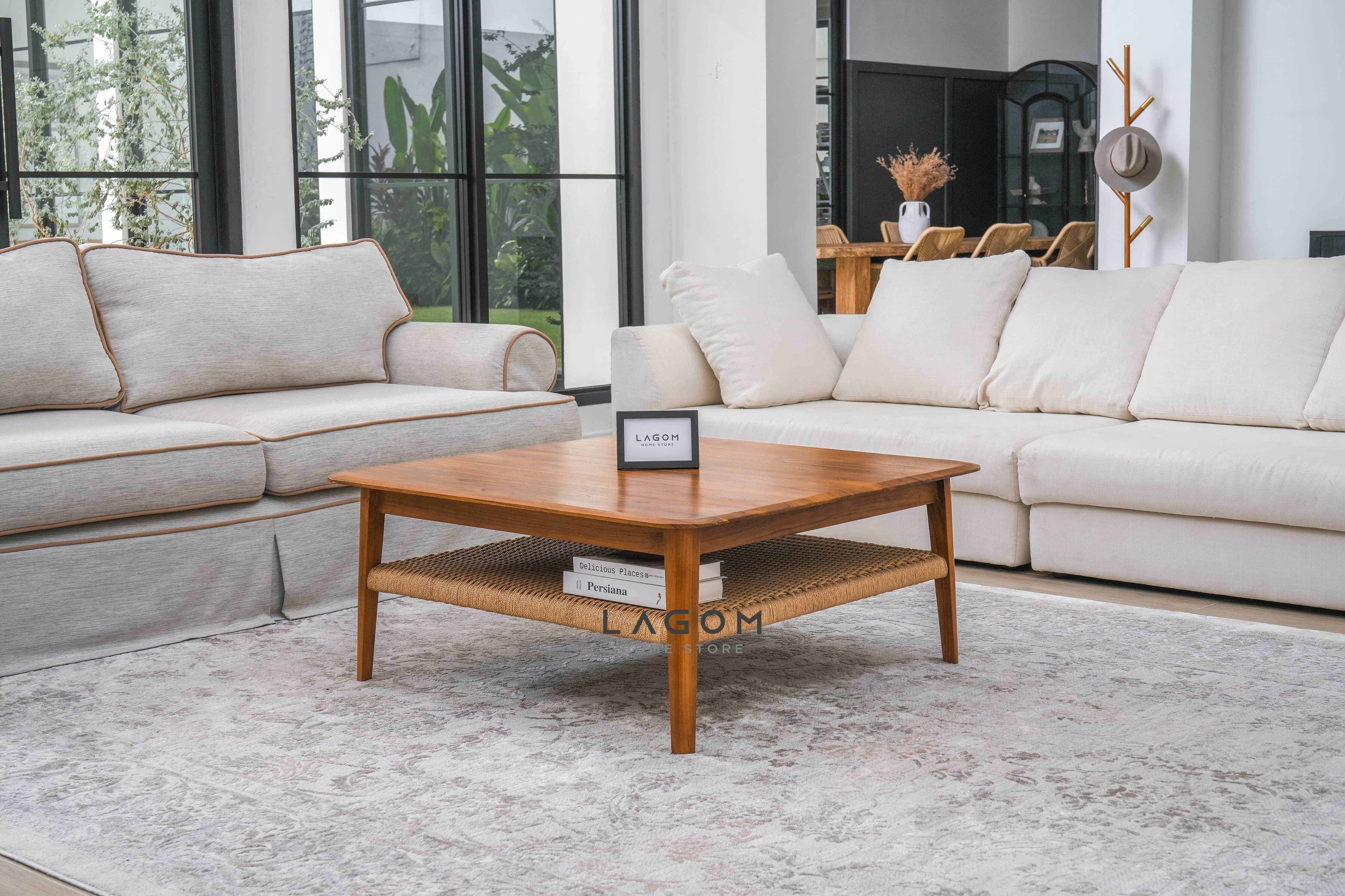 Meja Kopi Ruang Tamu dari Kayu Jati Bentuk Persegi Coffee Table Lagom Home Store Jati Furnitur Teak Furniture Jakarta