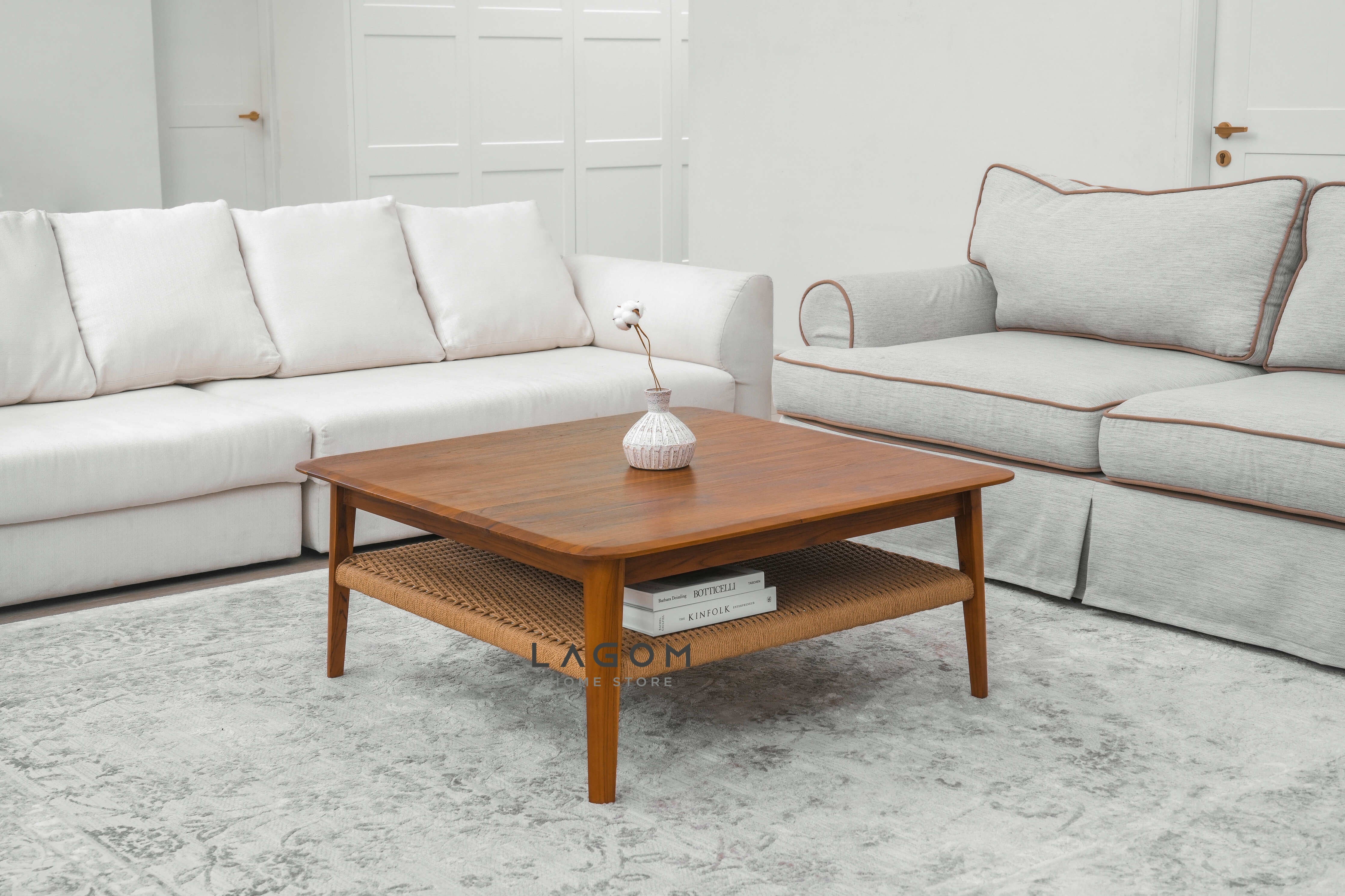 Meja Kopi Ruang Tamu dari Kayu Jati Bentuk Persegi Coffee Table Lagom Home Store Jati Furnitur Teak Furniture Jakarta