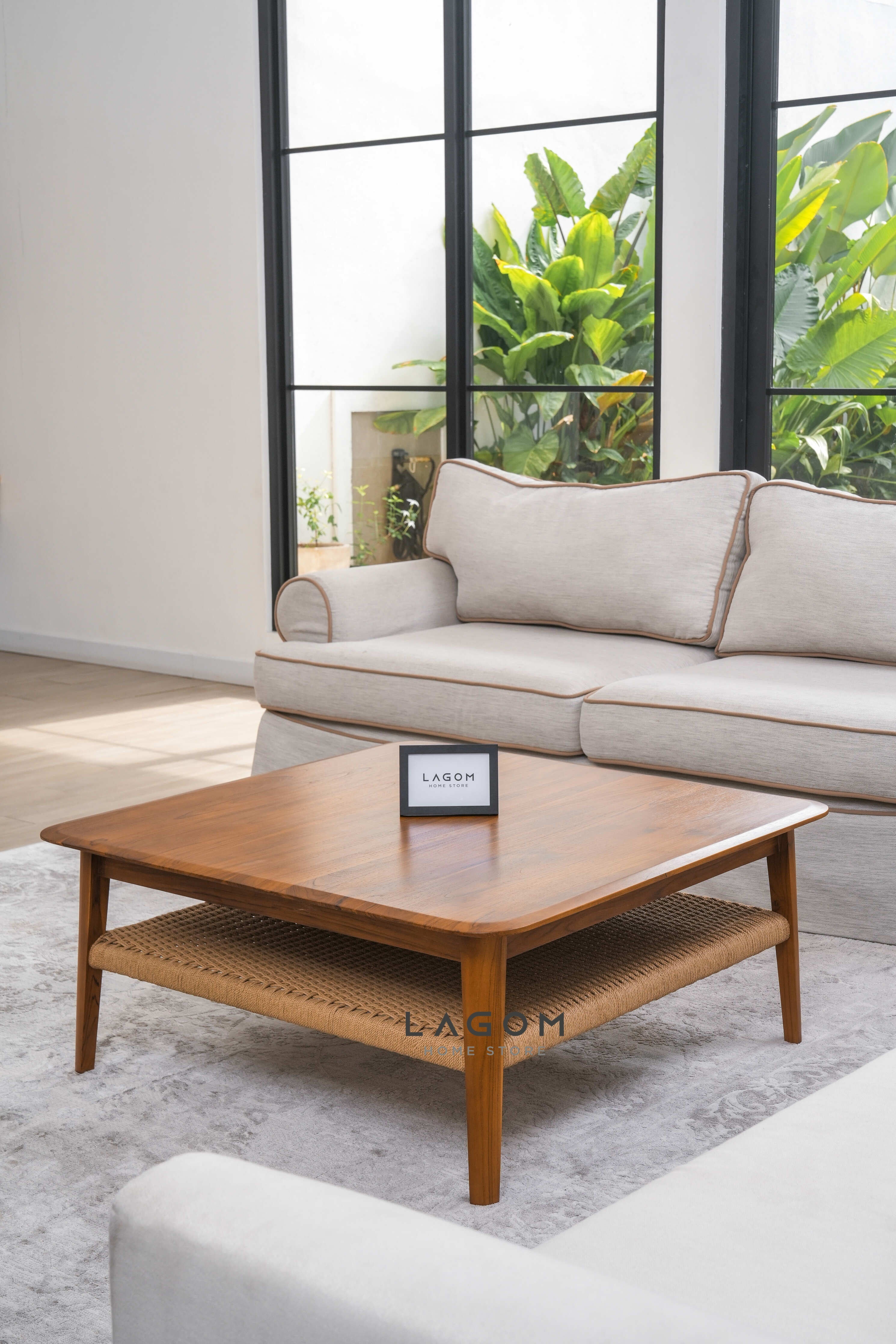 Meja Kopi Ruang Tamu dari Kayu Jati Bentuk Persegi Coffee Table Lagom Home Store Jati Furnitur Teak Furniture Jakarta