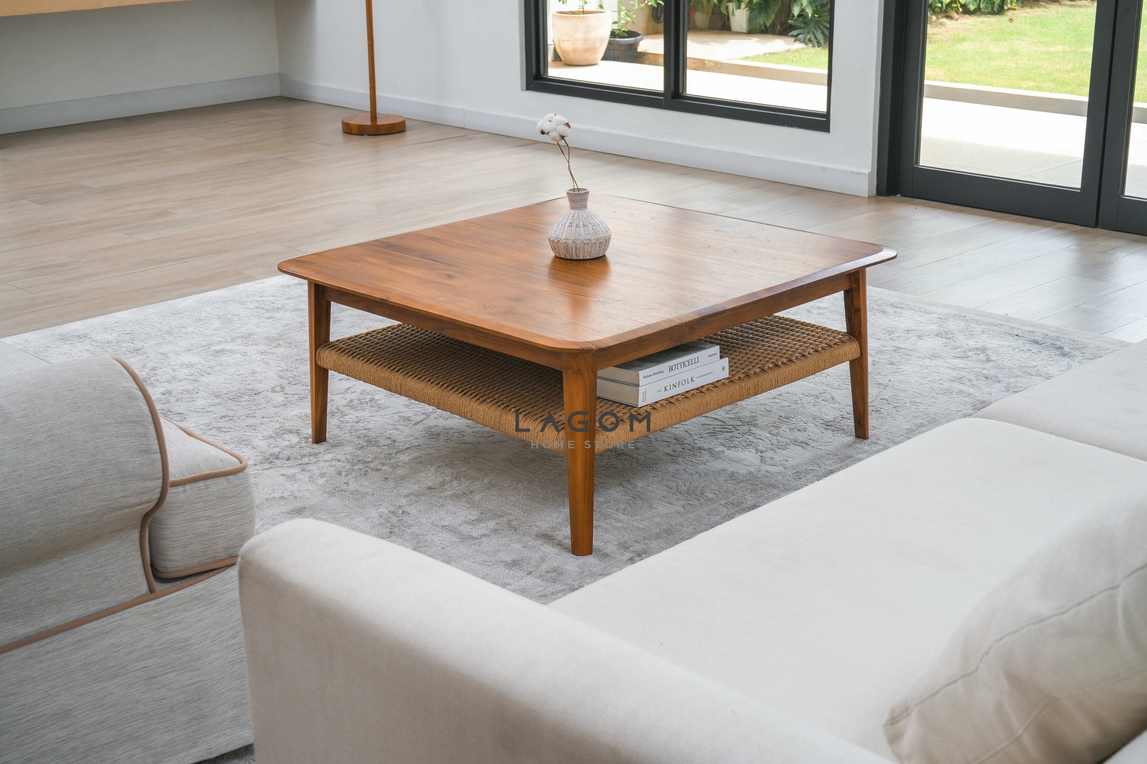 Meja Kopi Ruang Tamu dari Kayu Jati Bentuk Persegi Coffee Table Lagom Home Store Jati Furnitur Teak Furniture Jakarta