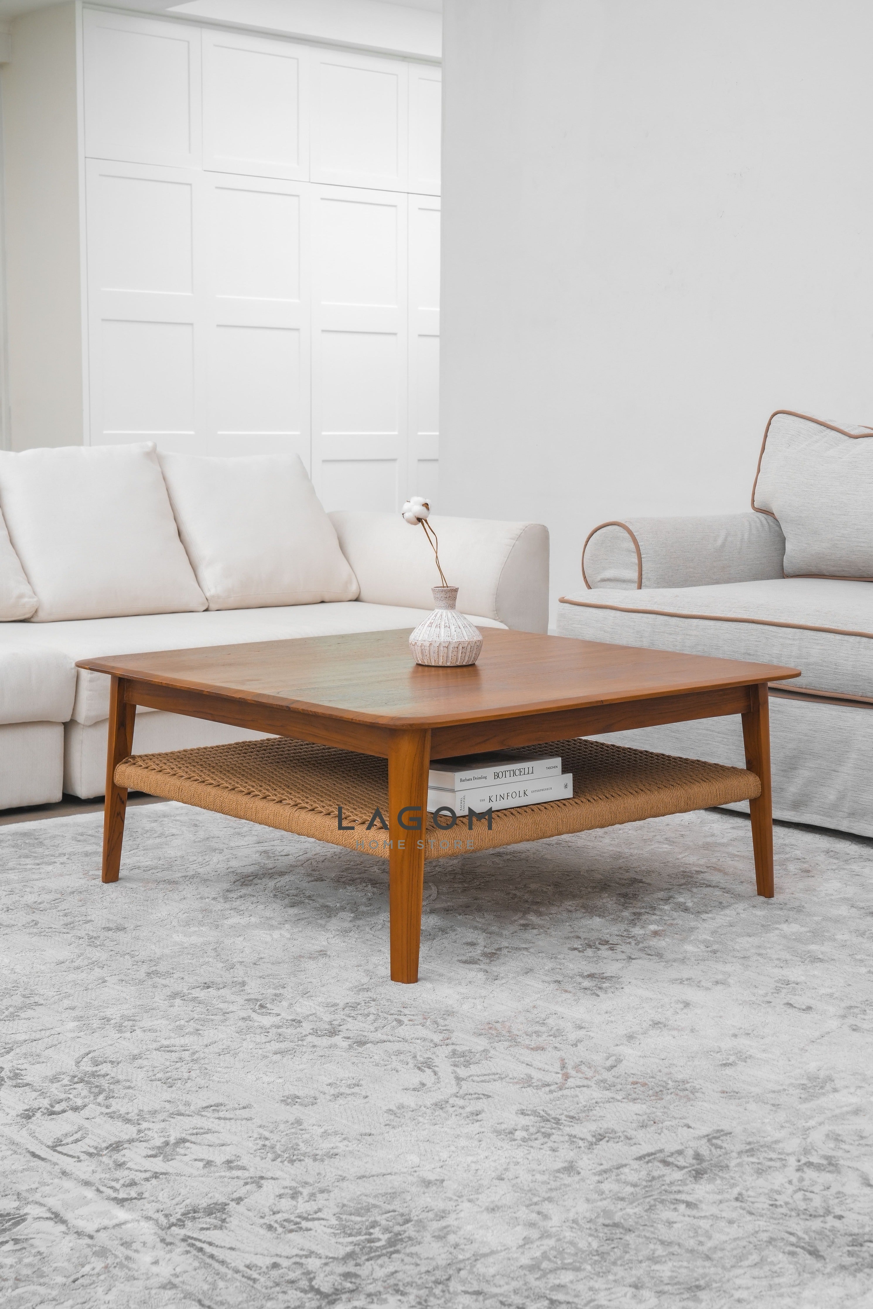 Meja Kopi Ruang Tamu dari Kayu Jati Bentuk Persegi Coffee Table Lagom Home Store Jati Furnitur Teak Furniture Jakarta
