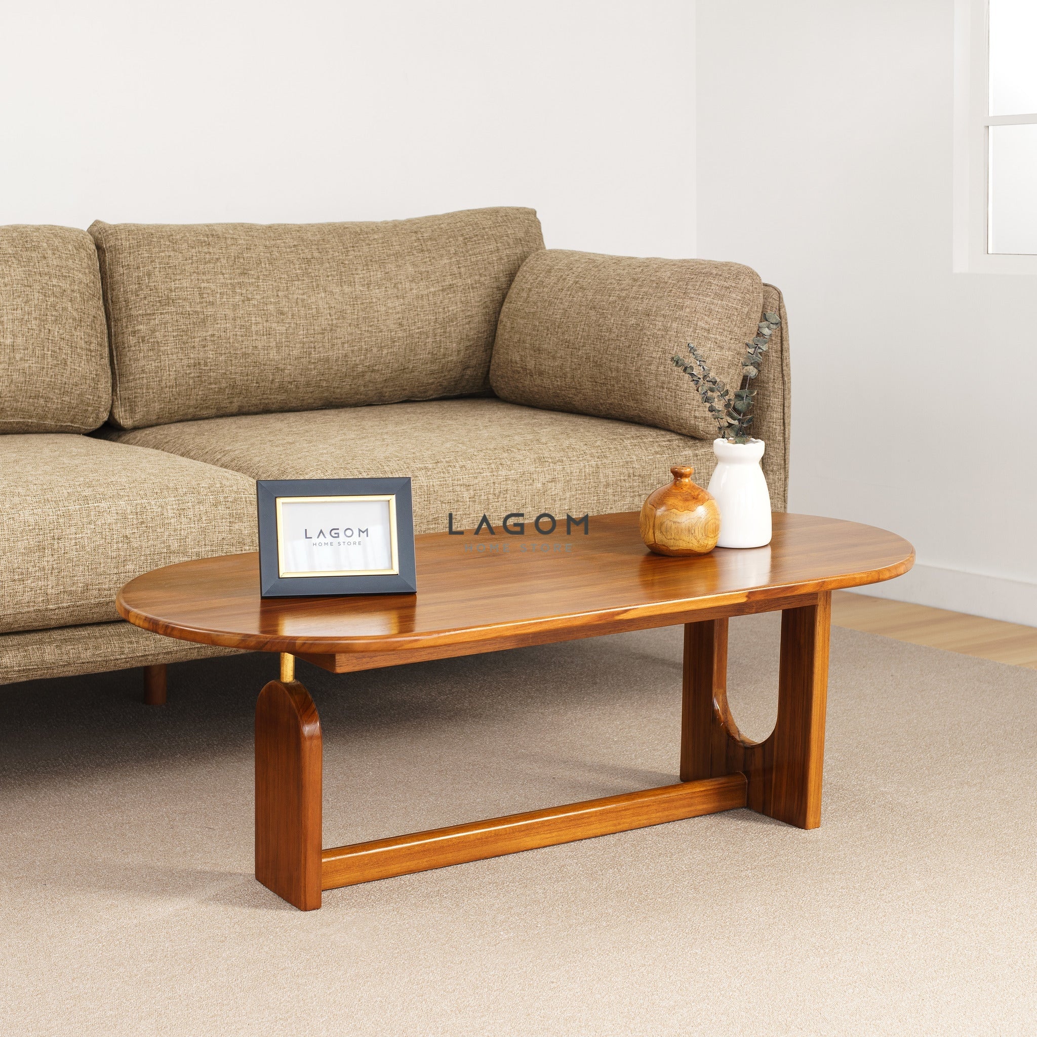 Meja Kopi Unik Estetik dari Kayu Jati Solid Coffee Table Lagom Home Store Jati Furnitur Teak Furniture Jakarta