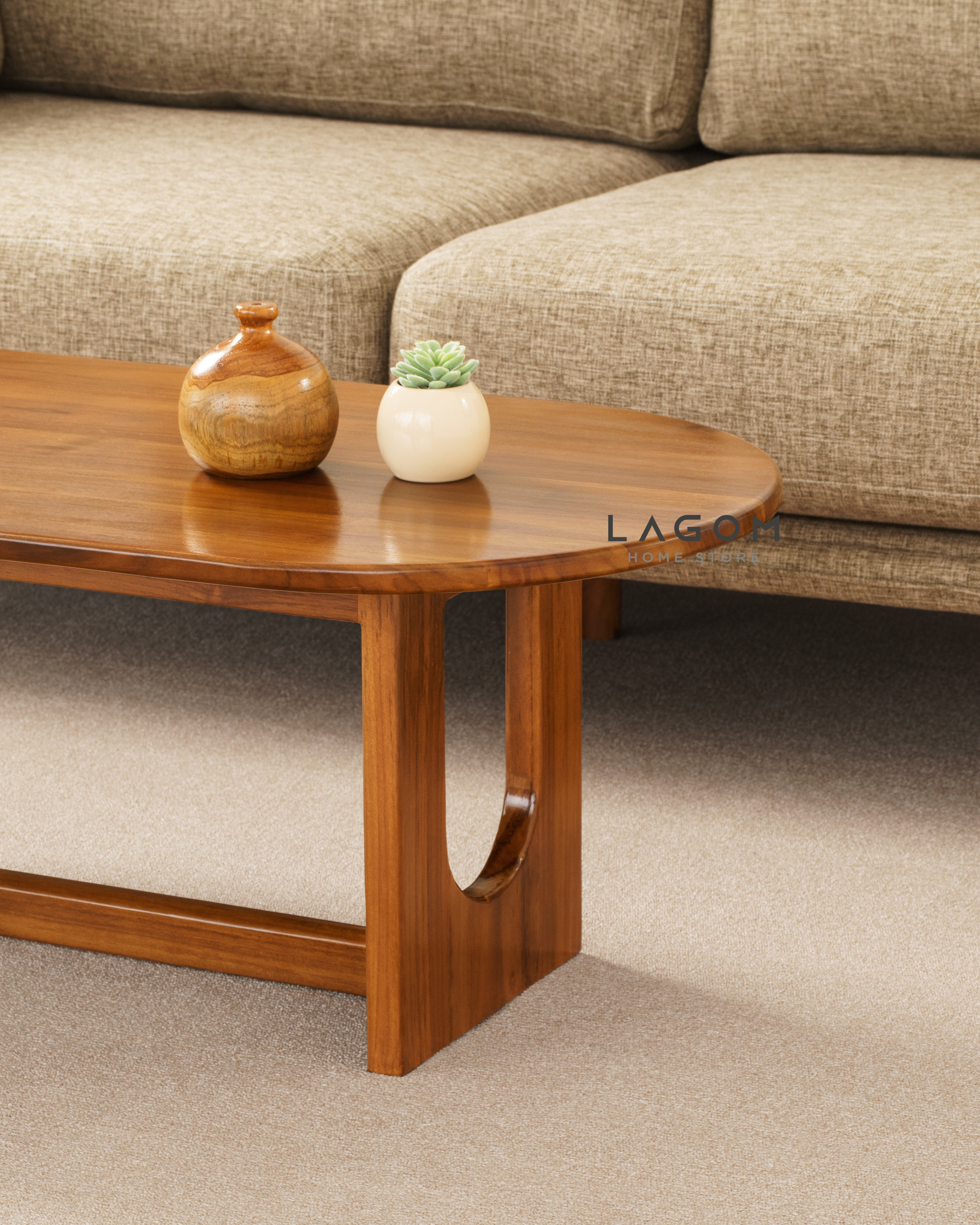 Meja Kopi Unik Estetik dari Kayu Jati Solid Coffee Table Lagom Home Store Jati Furnitur Teak Furniture Jakarta