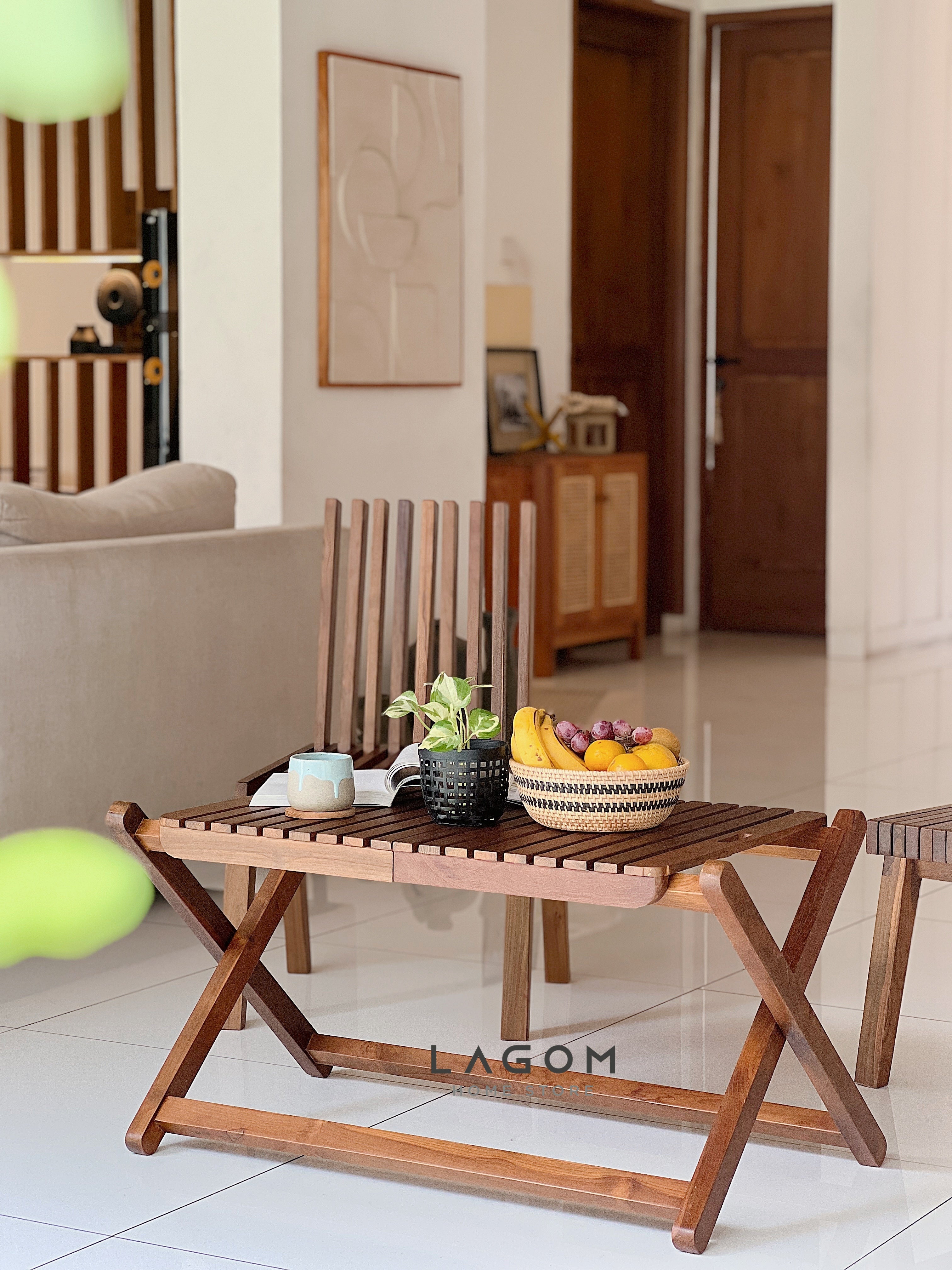 Meja Kursi Lipat Kayu Jati Reclaimed (Indoor dan Outdoor) Outdoor Table Set Lagom Home Store Jati Furnitur Teak Furniture Jakarta