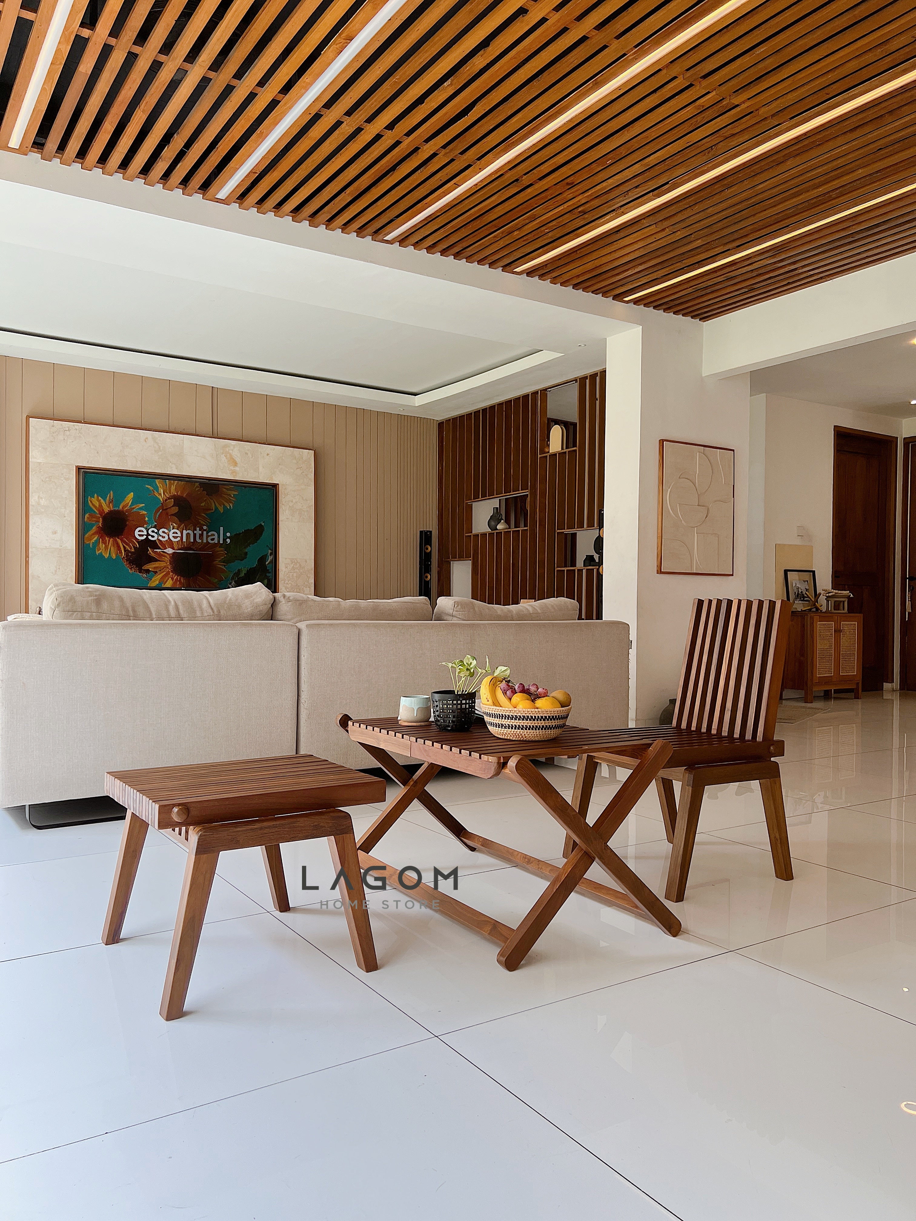 Meja Kursi Lipat Kayu Jati Reclaimed (Indoor dan Outdoor) Outdoor Table Set Lagom Home Store Jati Furnitur Teak Furniture Jakarta