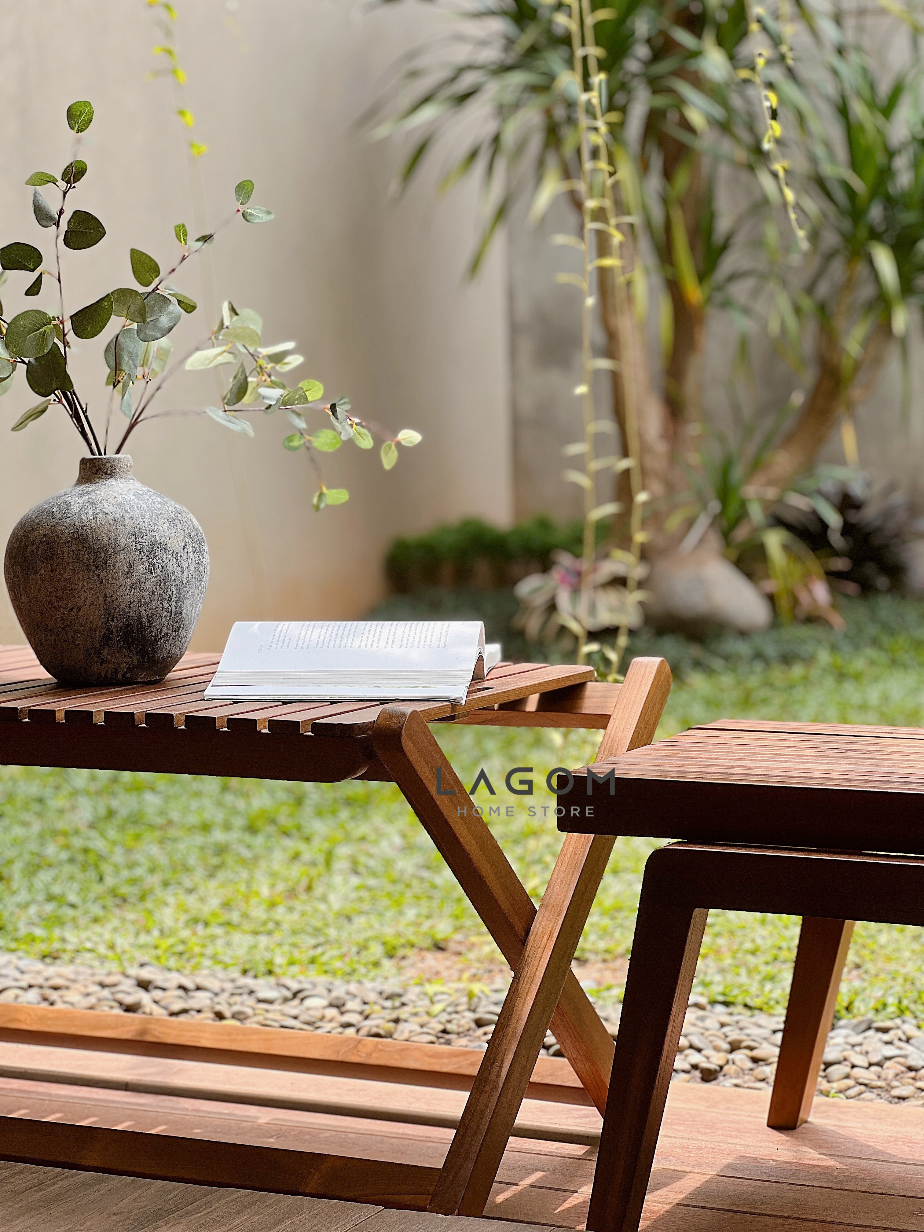 Meja Kursi Lipat Kayu Jati Reclaimed (Indoor dan Outdoor) Outdoor Table Set Lagom Home Store Jati Furnitur Teak Furniture Jakarta