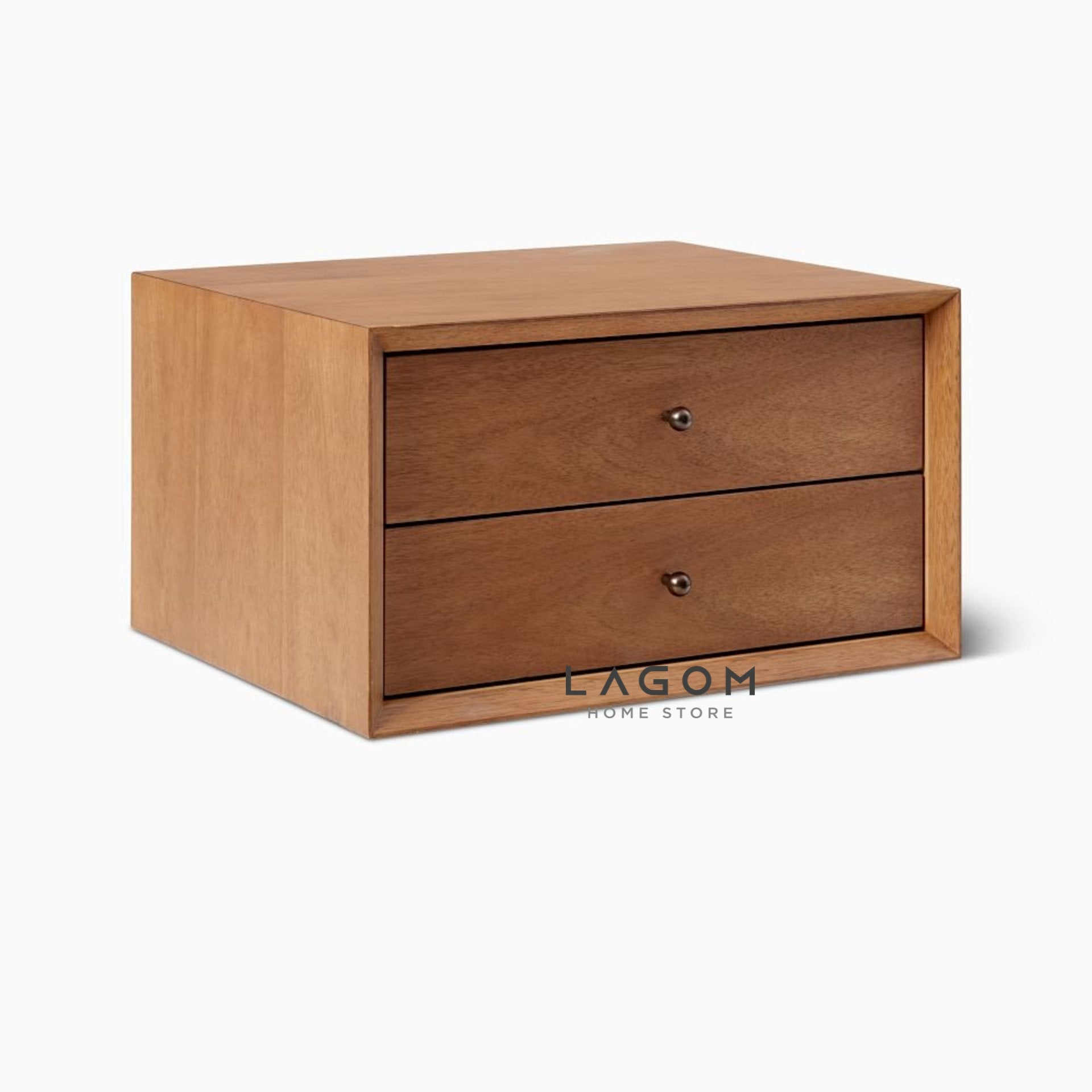 Meja Samping Gantung Kayu Jati Solid dengan 2 Laci Side Table Lagom Home Store Jati Furnitur Teak Furniture Jakarta