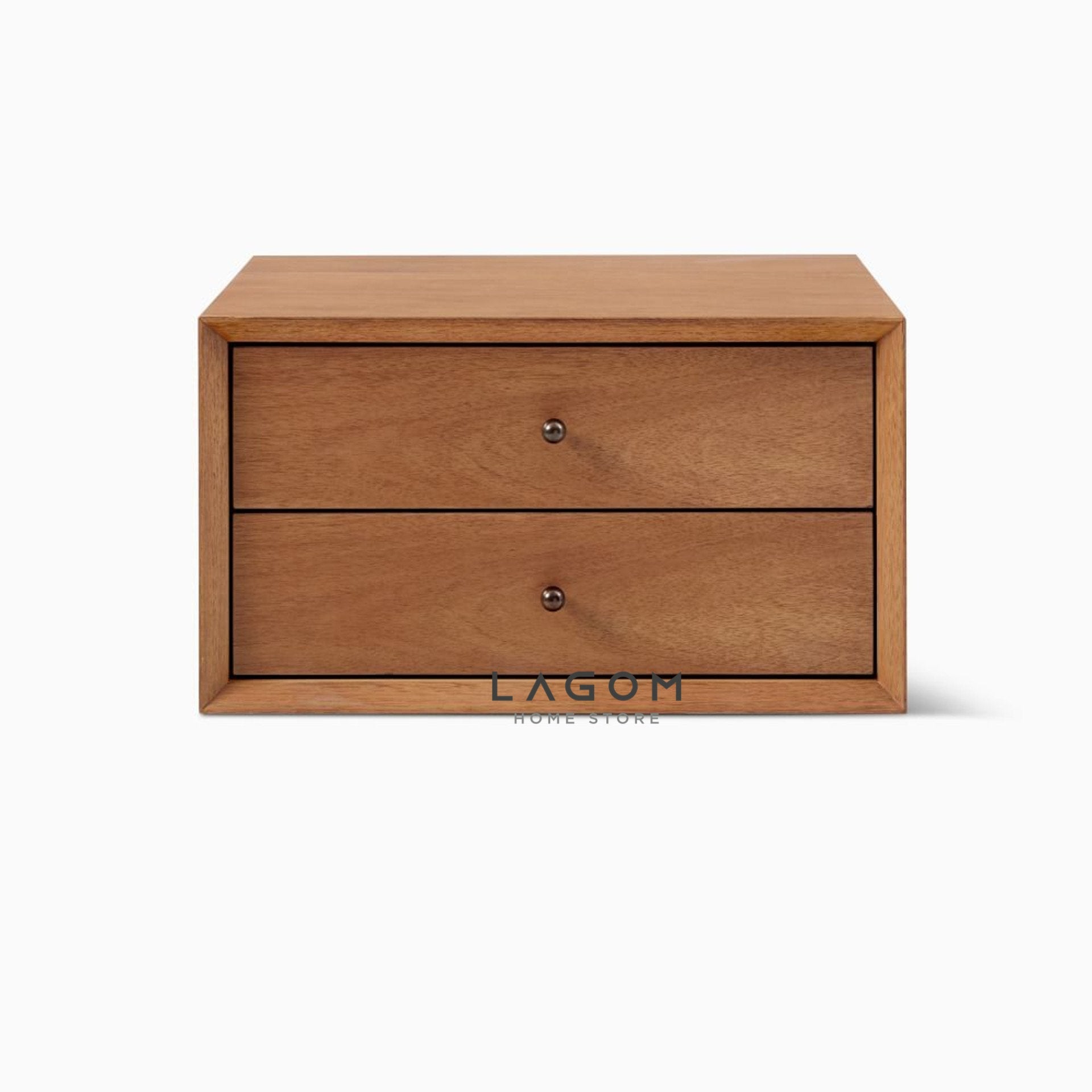 Meja Samping Gantung Kayu Jati Solid dengan 2 Laci Side Table Lagom Home Store Jati Furnitur Teak Furniture Jakarta