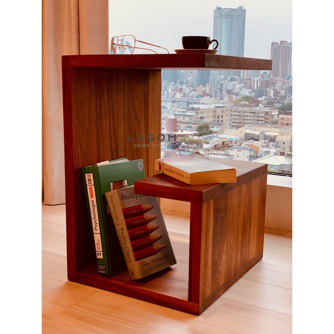 Meja Samping Kayu Jati dengan Bentuk Unik Side Table Lagom Home Store Jati Furnitur Teak Furniture Jakarta