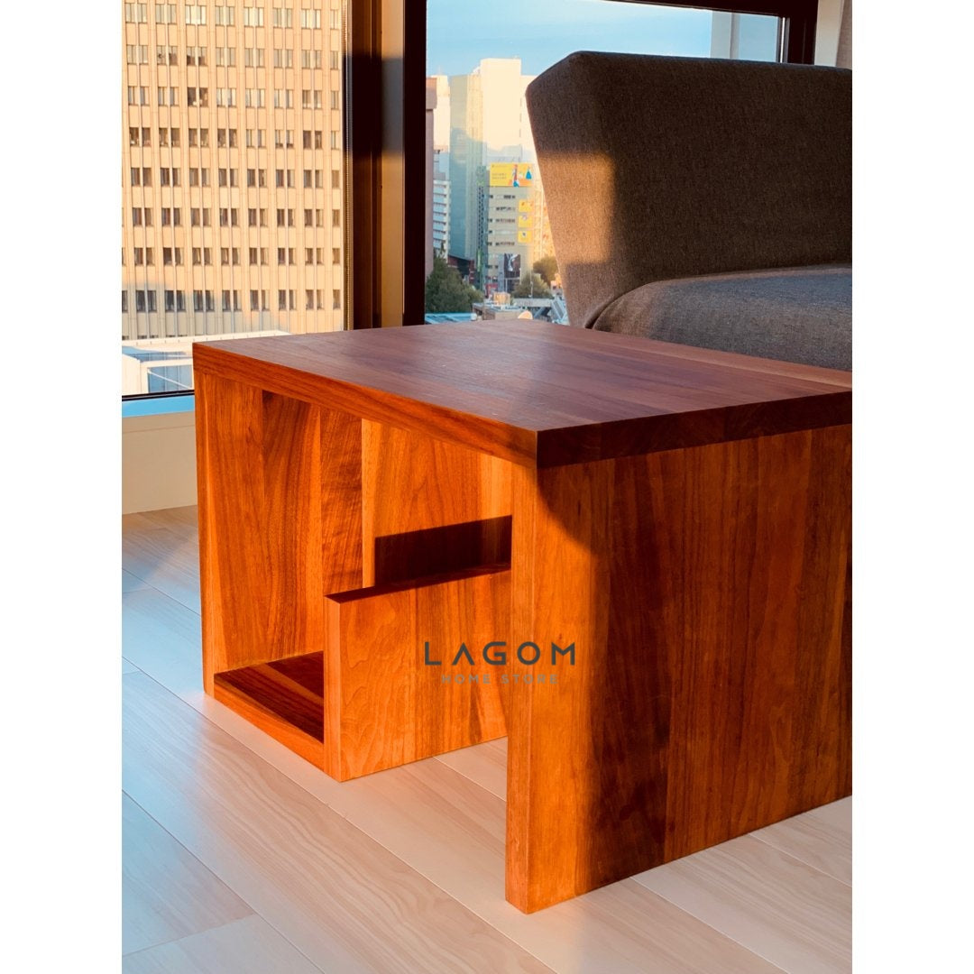 Meja Samping Kayu Jati dengan Bentuk Unik Side Table Lagom Home Store Jati Furnitur Teak Furniture Jakarta