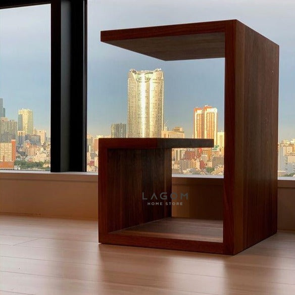 Meja Samping Kayu Jati dengan Bentuk Unik Side Table Lagom Home Store Jati Furnitur Teak Furniture Jakarta
