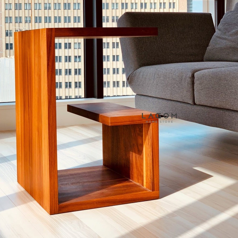 Meja Samping Kayu Jati dengan Bentuk Unik Side Table Lagom Home Store Jati Furnitur Teak Furniture Jakarta