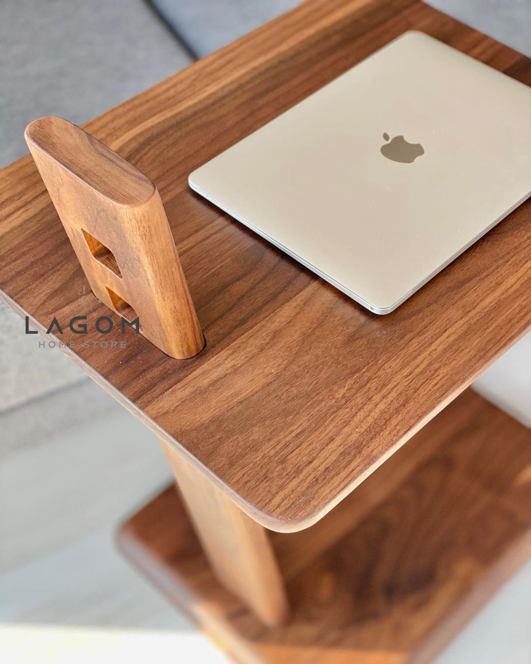 Meja Samping Kayu Jati dengan Ketinggian yang Dapat Disesuaikan Side Table Lagom Home Store Jati Furnitur Teak Furniture Jakarta