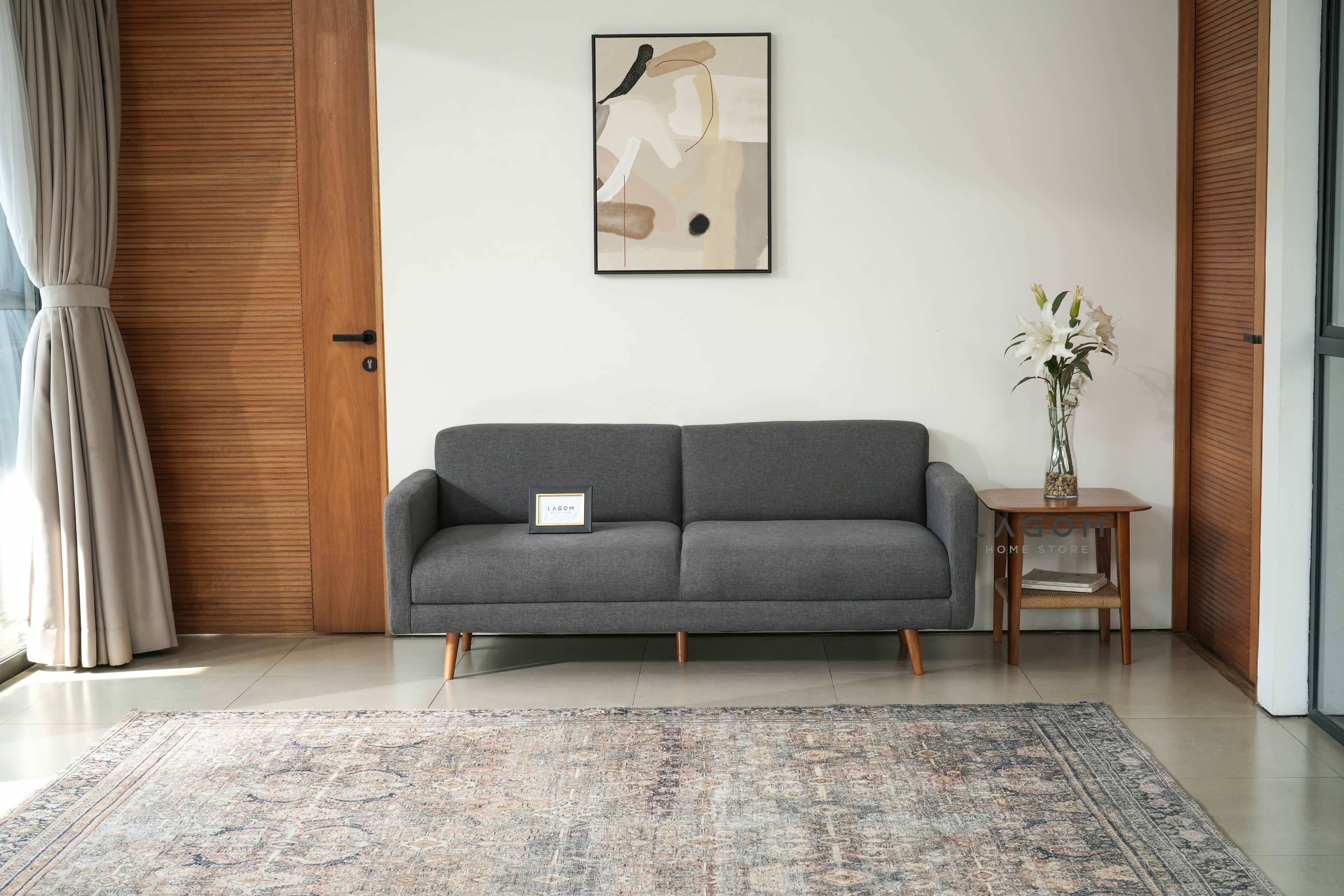 Meja Samping Kombinasi Kayu Jati Solid dengan Handmade Loom Side Table Lagom Home Store Jati Furnitur Teak Furniture Jakarta