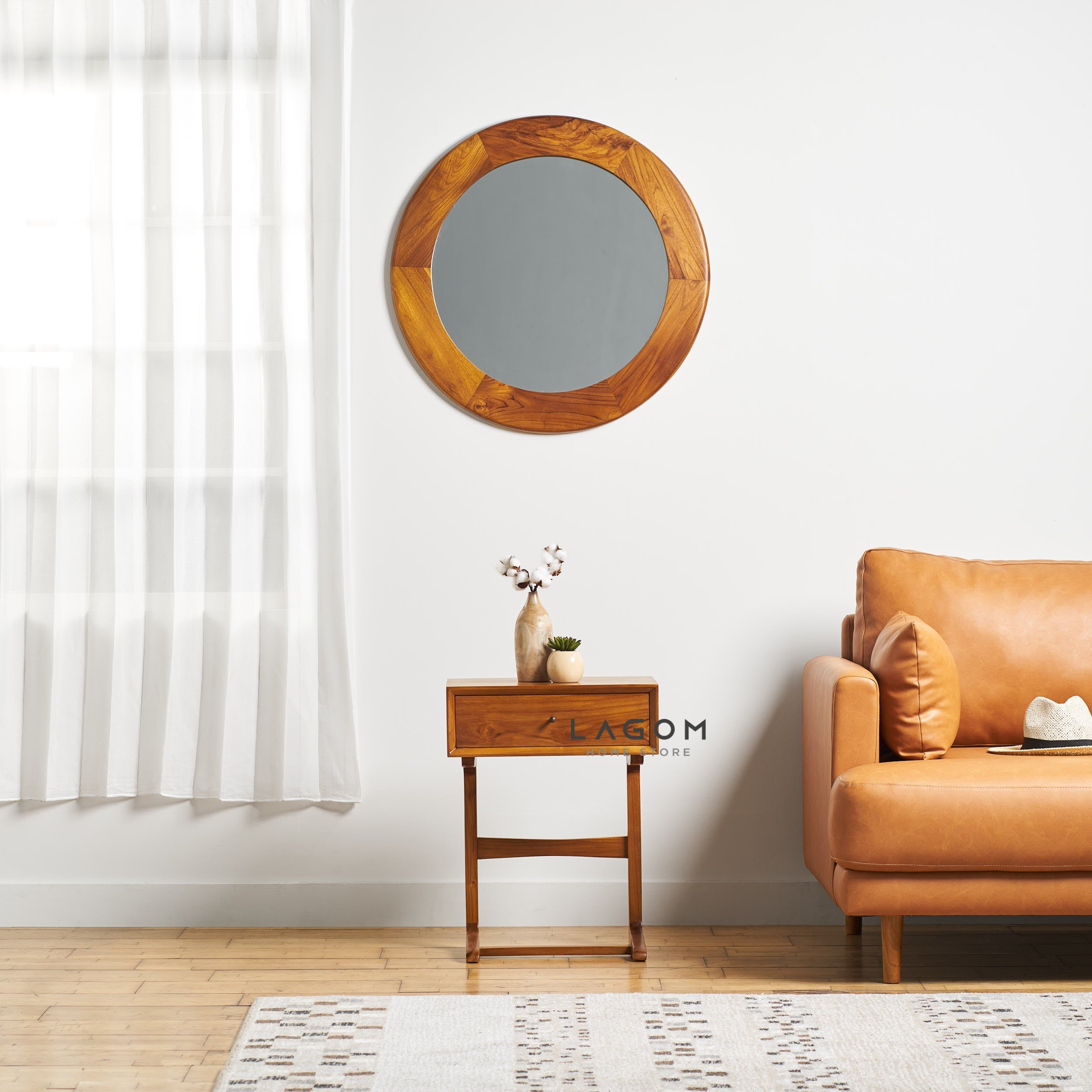 Meja Samping Unik dengan Laci dari Kayu Jati Solid Side Table Lagom Home Store Jati Furnitur Teak Furniture Jakarta