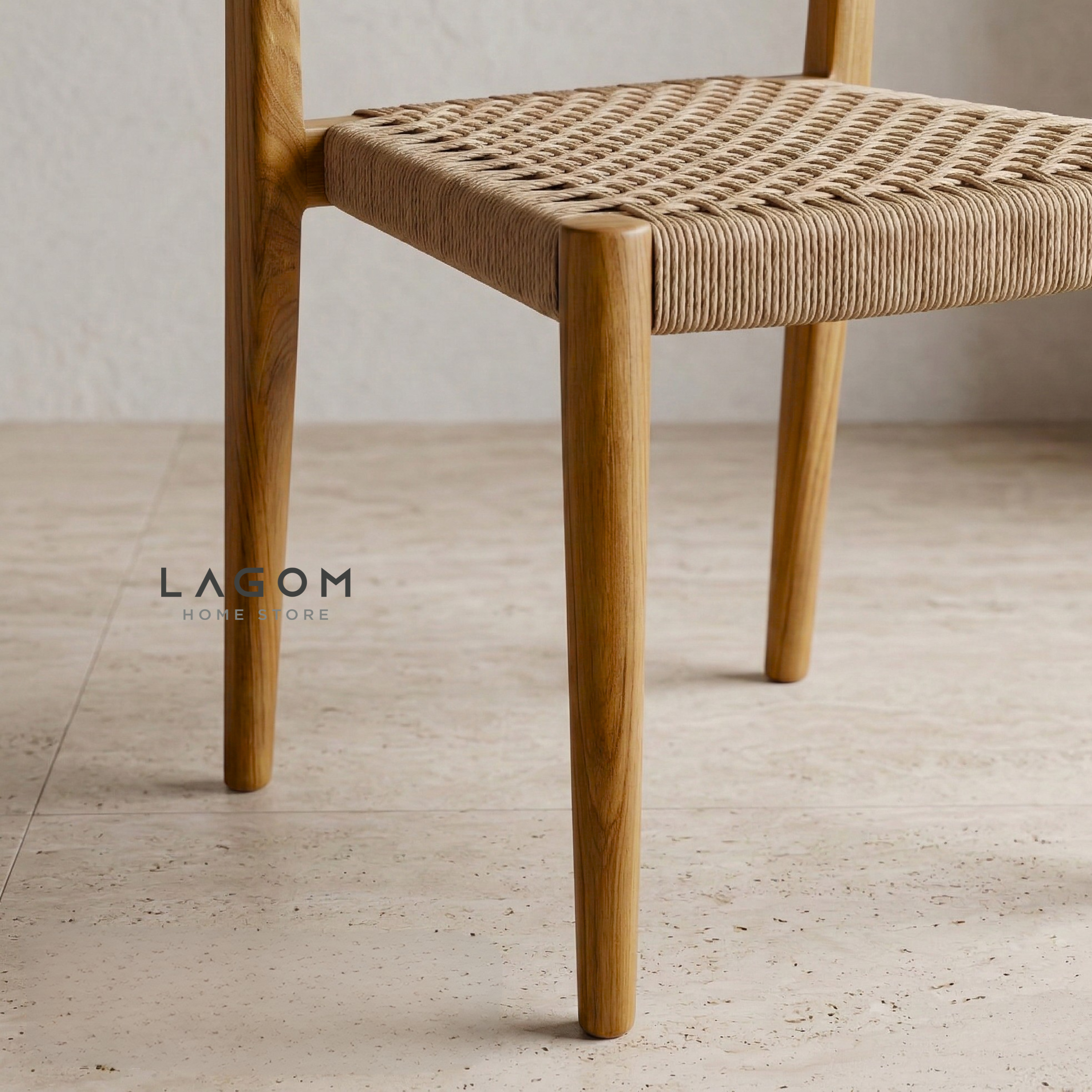 Minimalist Chair in Teak & Paper Loom Chair Lagom Home Store Jati Furnitur Teak Furniture Jakarta